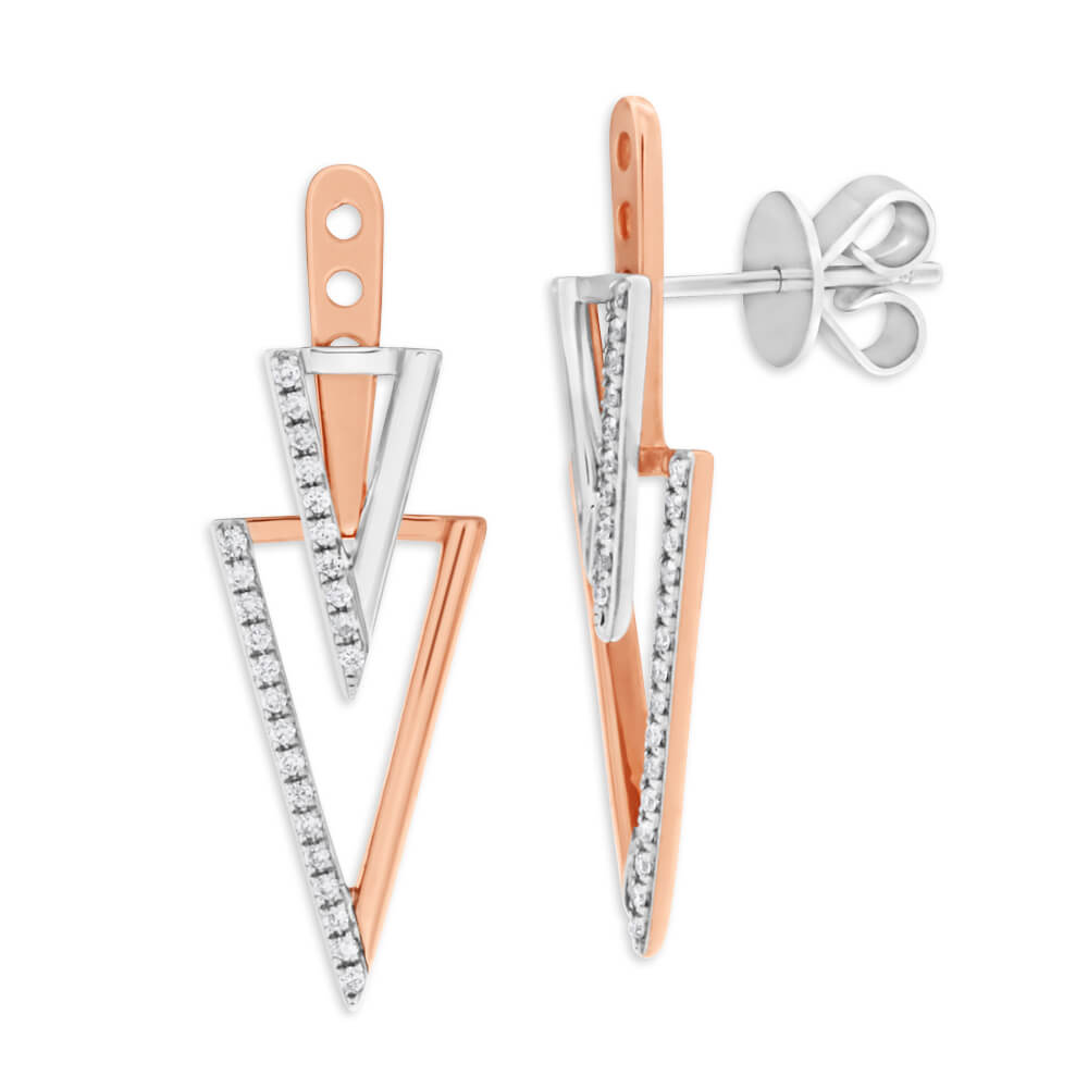 9ct Rose Gold Diamond Drop Earrings - 0.2 Carat Dangling Stud Earrings for Women | Perfect for Weddings, Parties & Special Occasions