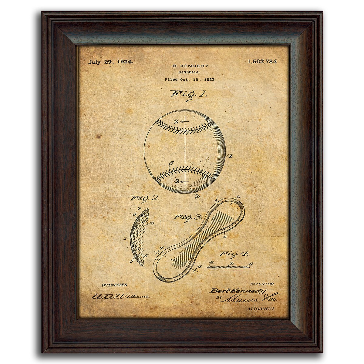 4-Piece Framed Modern Baseball Patent Art Set - 14