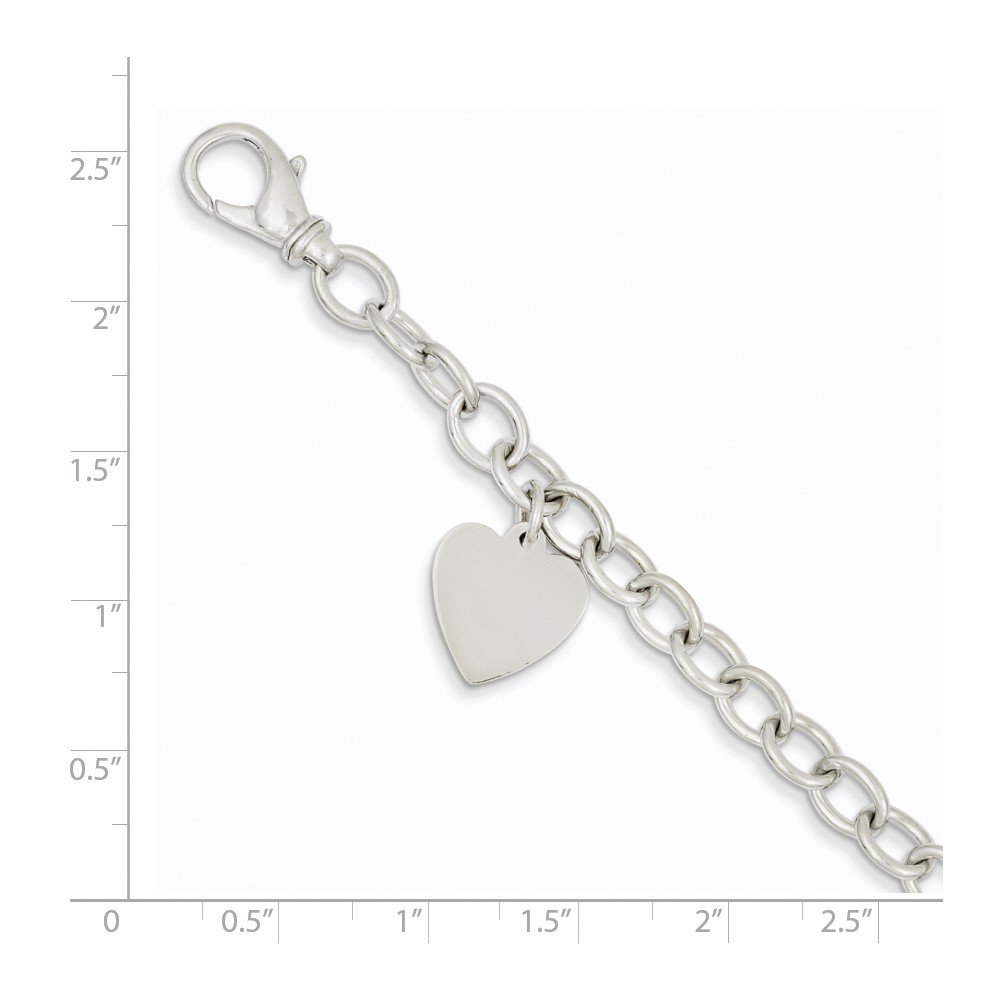 14K White Gold Heart Charm Link Bracelet for Women - Elegant Jewelry Gift for Valentine's Day, Anniversary & Special Occasions