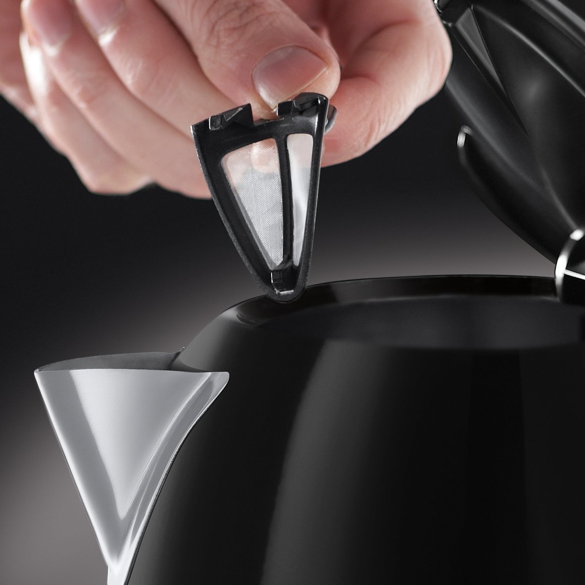 Russell Hobbs 20413 1.7L Stainless Steel Electric Kettle & 21641 2-Slice Toaster Set - 700-850W, Black - Fast Boiling & Even Toasting for Coffee, Tea & Breakfast at Home or Office