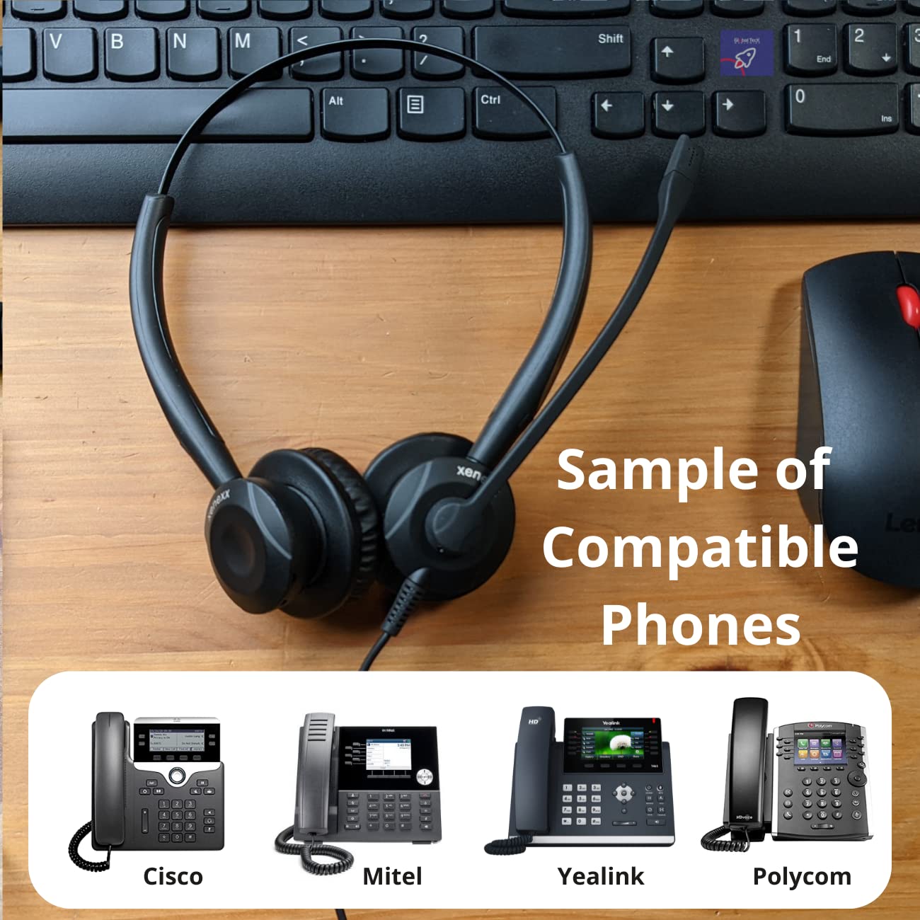 XS 820 Headset Bundle - Professional Mono Headset for Training, Coaching & Call Centers | Compatible with Avaya, Yealink, Cisco, Polycom Desk Phones | Perfect for Office, Remote Work & Customer Service Teams