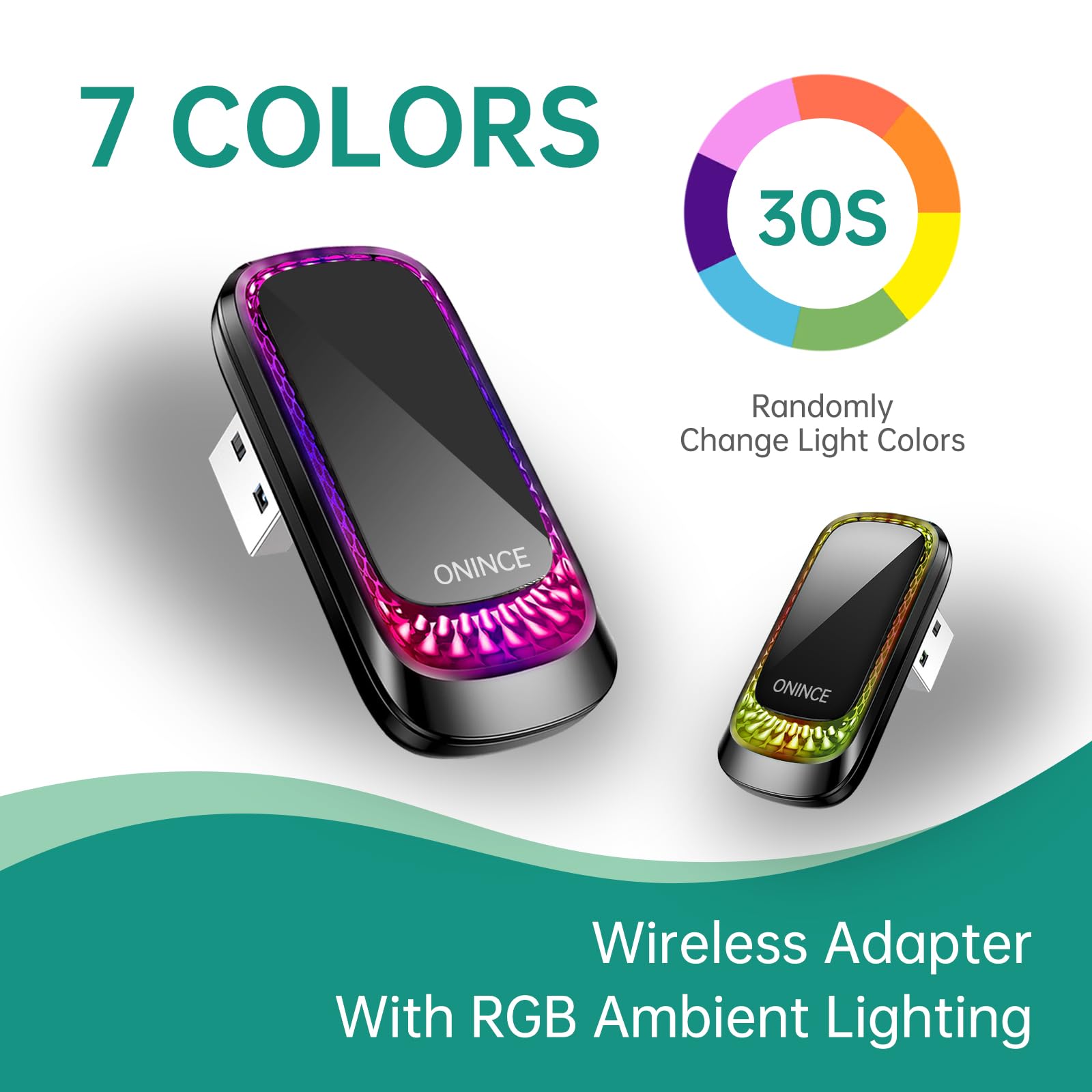 3-in-1 Wireless CarPlay Adapter for iPhone & Android Auto - Plug & Play USB Dongle with RGB Ambient Lighting - Compatible with Apple CarPlay & Android Phones (Model Z1 Style-T) - Perfect for Commuting, Road Trips & Hands-Free Driving