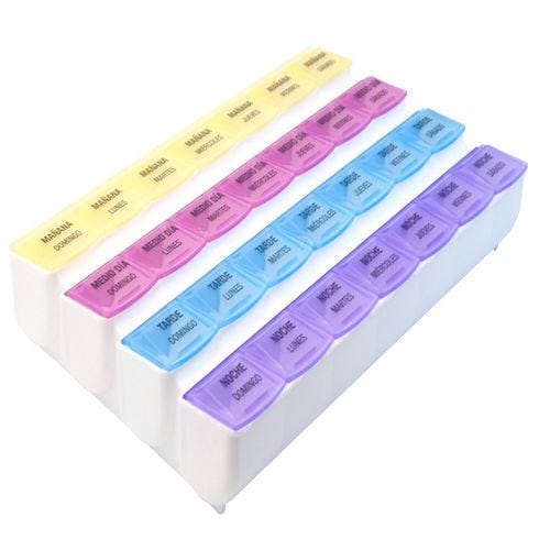 Apex 7-Day Pill Organizer with 28 Color-Coded Compartments - Weekly Medication Planner for Vitamins, Supplements & Daily Pills - Perfect for Travel, Home & Elderly Care
