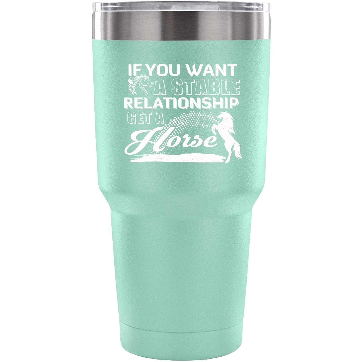 30oz Stainless Steel Tumbler Mug - Double Wall Vacuum Insulated Travel Coffee Cup for Hot & Cold Drinks, Leak Proof Horse Design - Perfect for Office, Camping & Road Trips (Teal)