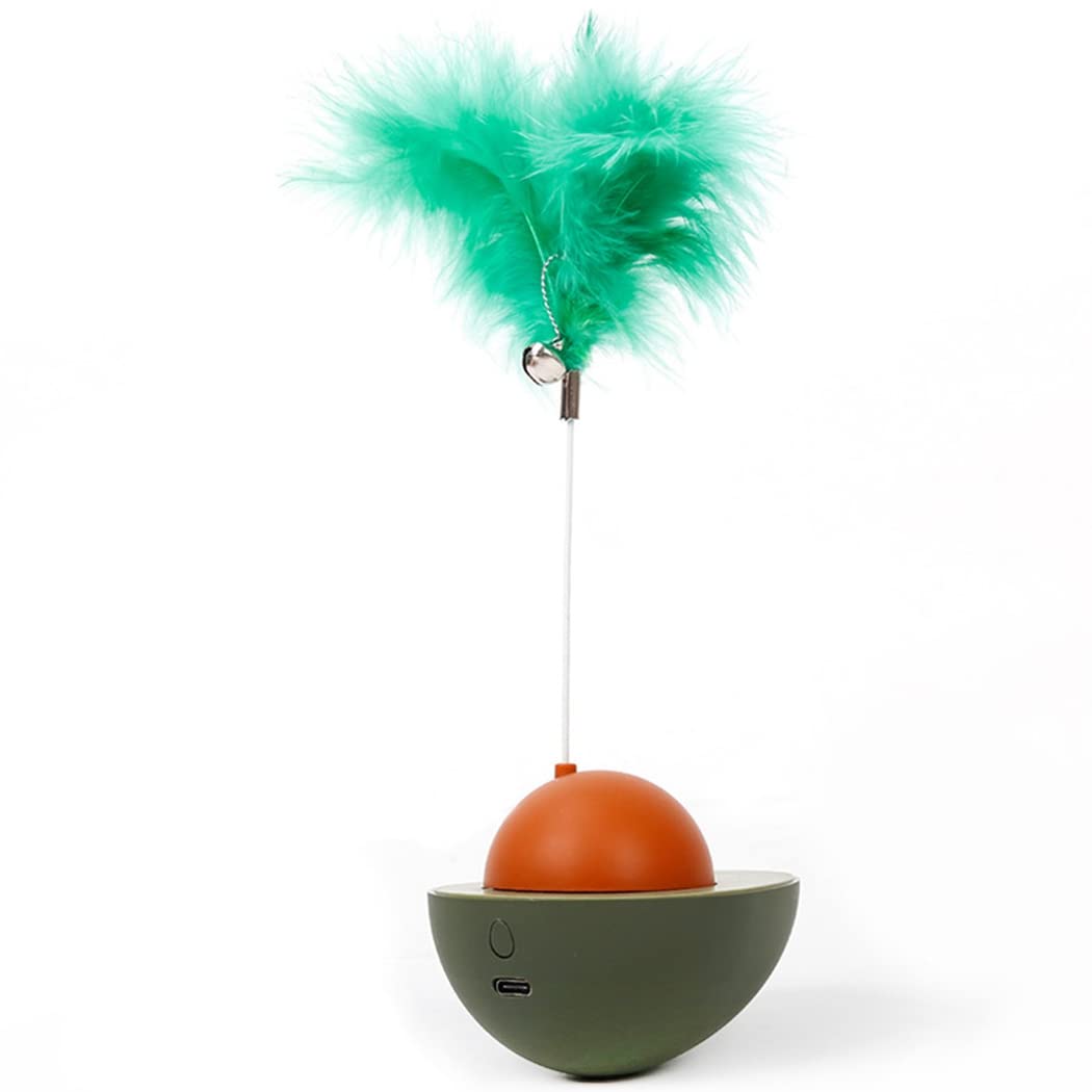 Interactive Electric Cat Toy - Self Rotating Kitten Teaser with Feathers, Automatic Tumbler Toy for Indoor Cats - Perfect for Playtime, Exercise & Boredom Relief