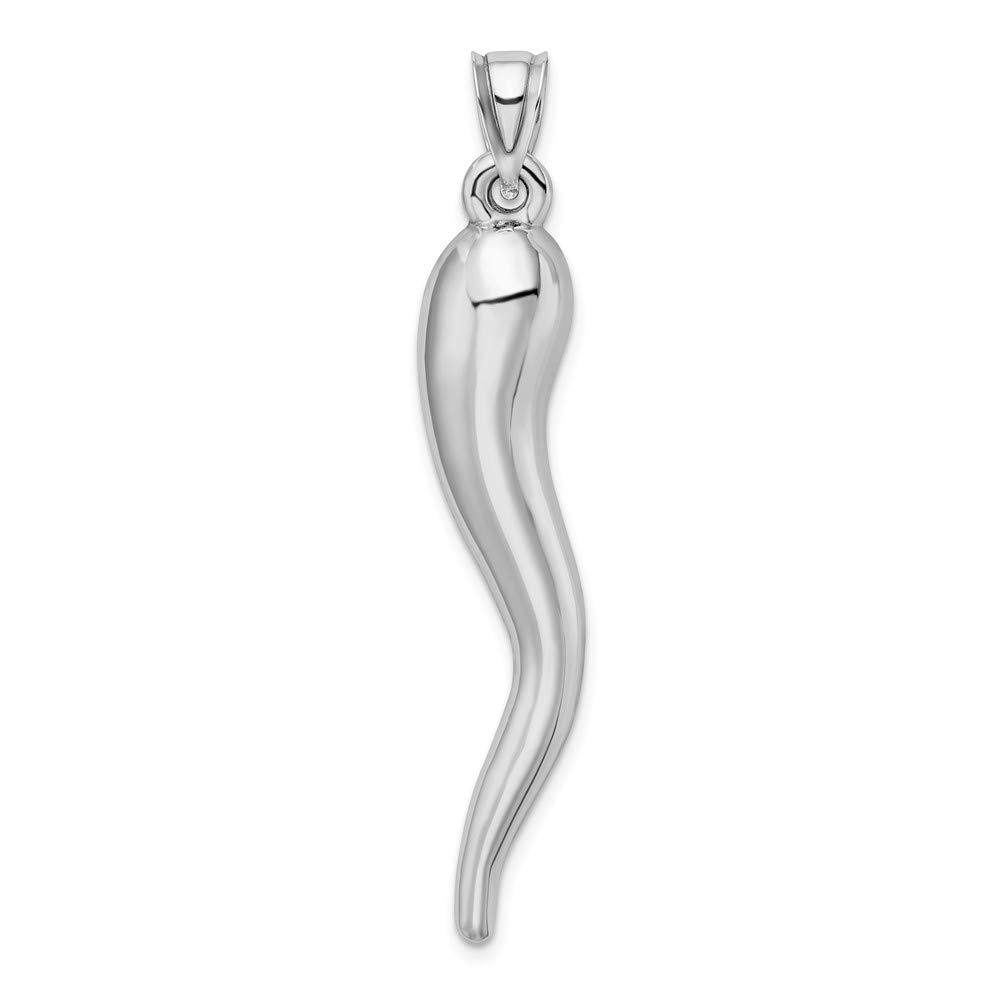 14K White Gold Italian Cornicello Horn Pendant for Men - Protection Charm Necklace for Good Luck & Strength - Perfect Gift for Birthday, Anniversary & Everyday Wear