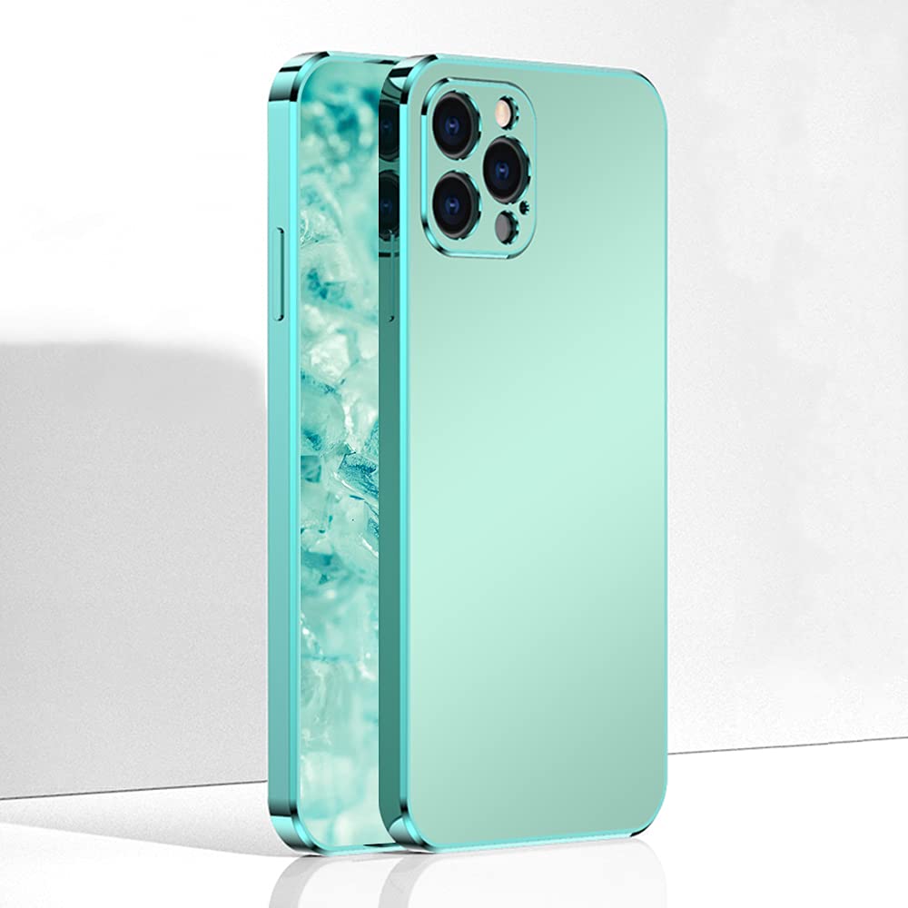 Shockproof iPhone 13 Pro Max Case (6.7 Inch) - Slim Fit Matte Phone Cover with Glitter Plating Edge, Anti-Fingerprint & Flexible TPU Protection for Women | Perfect for Everyday Use, Work & Travel (Teal, 2021 Model)