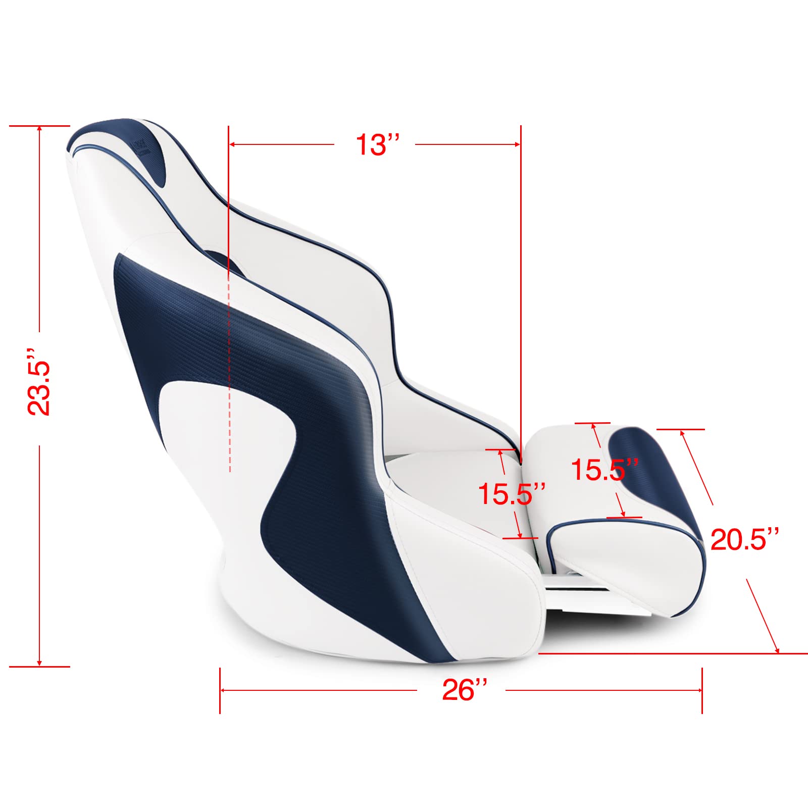 Premium Two-Tone Boat Seat - Flip-Up Captain's Bucket for Sports Boating