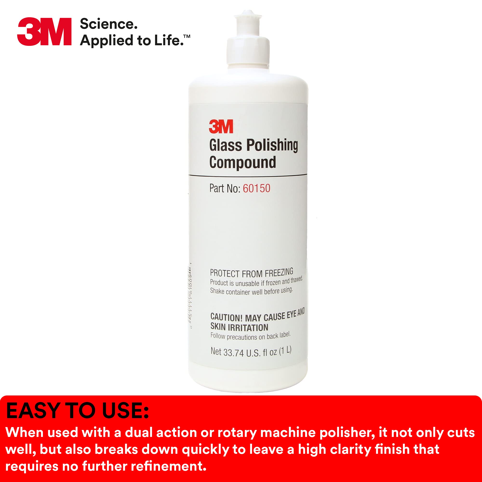 3M Cerium Oxide Glass Polishing Compound – Defect Repair & Scratch Remover for Glass, Windshield, Mirrors – Permanently Removes Fine Scratches, Swirl Marks, Water Spots – Perfect for Auto Glass, Windows, and Glassware Restoration