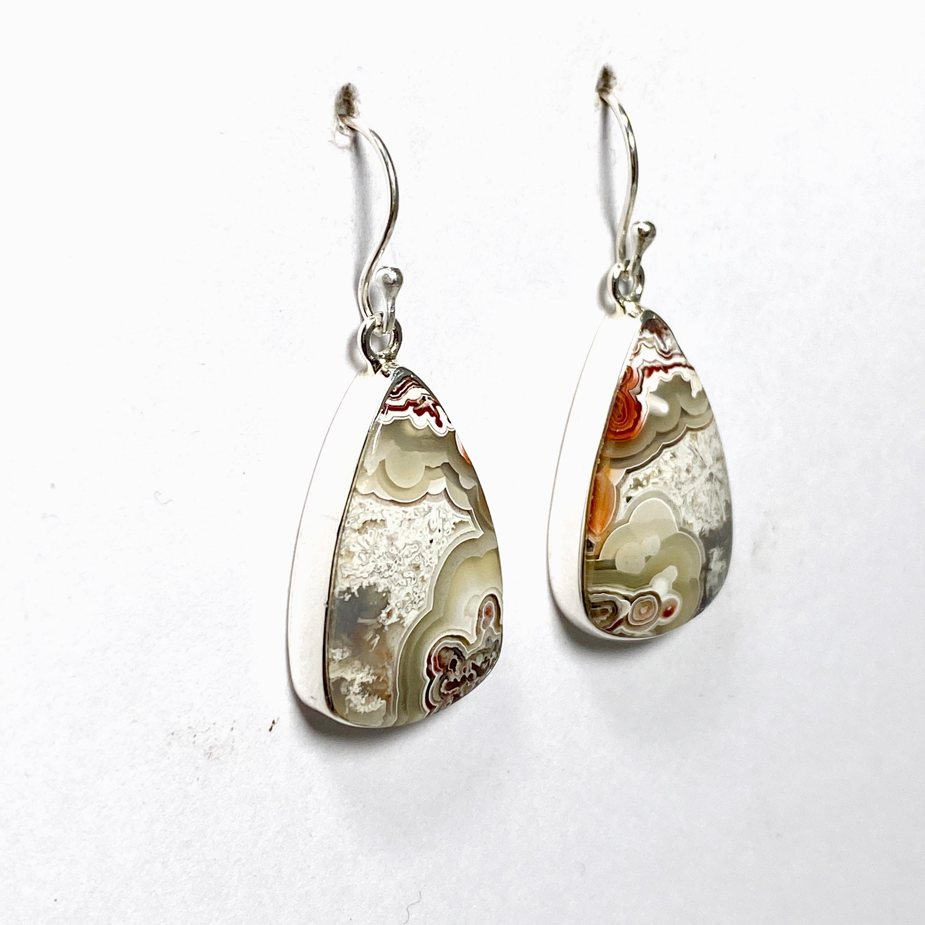 Mexican Crazy Lace Agate Teardrop Earrings - Handmade Sterling Silver Dangle Earrings for Women | Boho Chic Jewelry for Parties, Weddings & Special Occasions