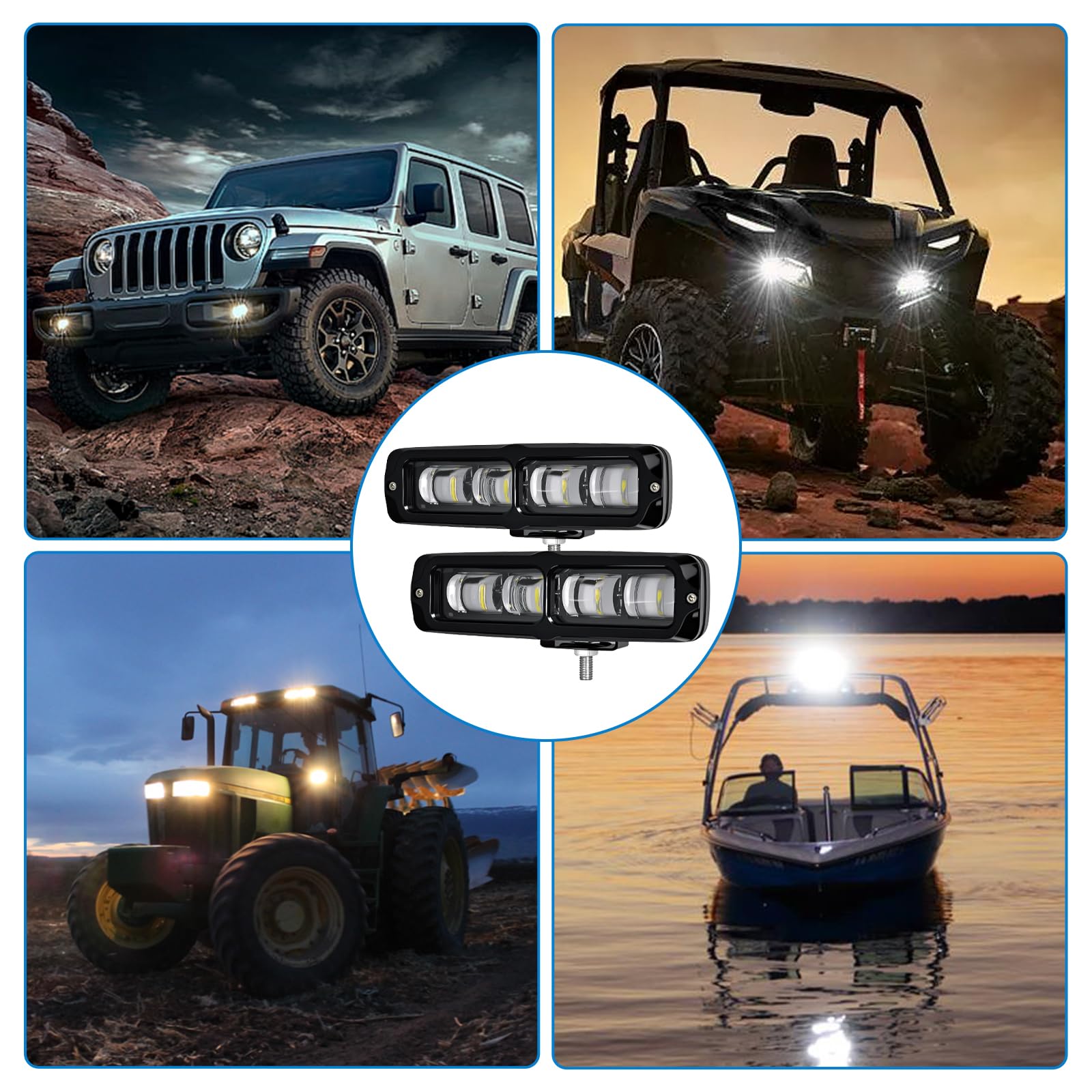 2PCS 6 Inch LED Light Bar 80W 8000LM Waterproof Off-Road Fog Lights - Flush Mount Driving Work Light for Truck, SUV, ATV, Boat, Motorcycle - Perfect for Night Off-Roading, Camping & Emergency Lighting