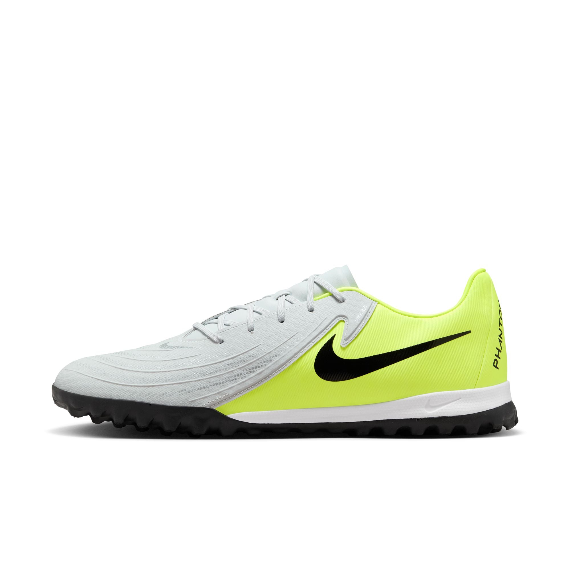 Nike Phantom GX 2 Academy TF Turf Soccer Shoes for Men - Metallic Silver/Black/Volt - Artificial Grass Football Cleats for Indoor & Outdoor Training, Games, and Matches