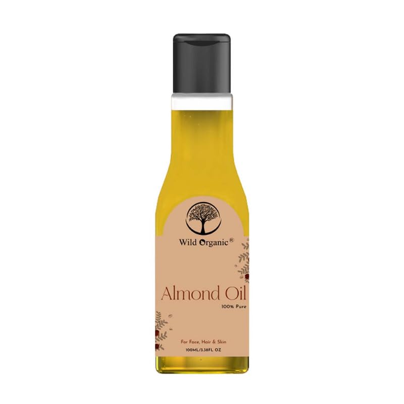Organic Almond Oil for Hair & Skin - 100% Pure, Cold Pressed, 100ml - Perfect for Hair Growth, Moisturizing & Massage | Ideal for DIY Beauty & Aromatherapy
