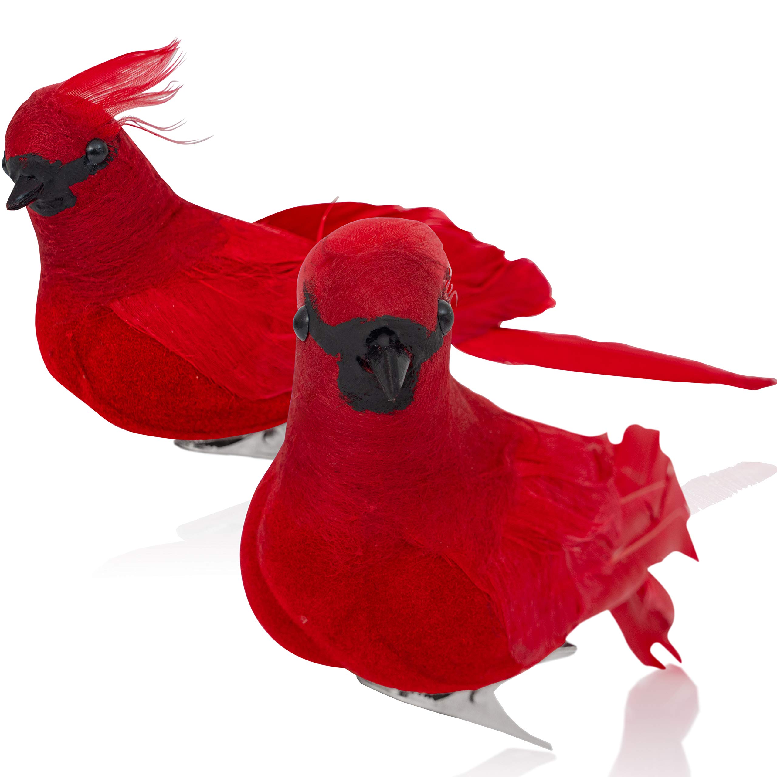 Ornativity Red Cardinal Bird Clips - Christmas Tree Ornaments with Clips for Easy Attachment (Pack of 2) - Perfect for Holiday Decorations, Gift Wrapping & DIY Crafts