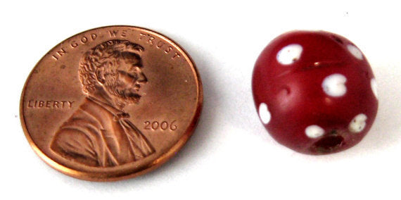Antique Venetian Trade Beads - 1800s Cased Glass Beads with Red & White Eye Dots for Jewelry Making & Historical Reenactments