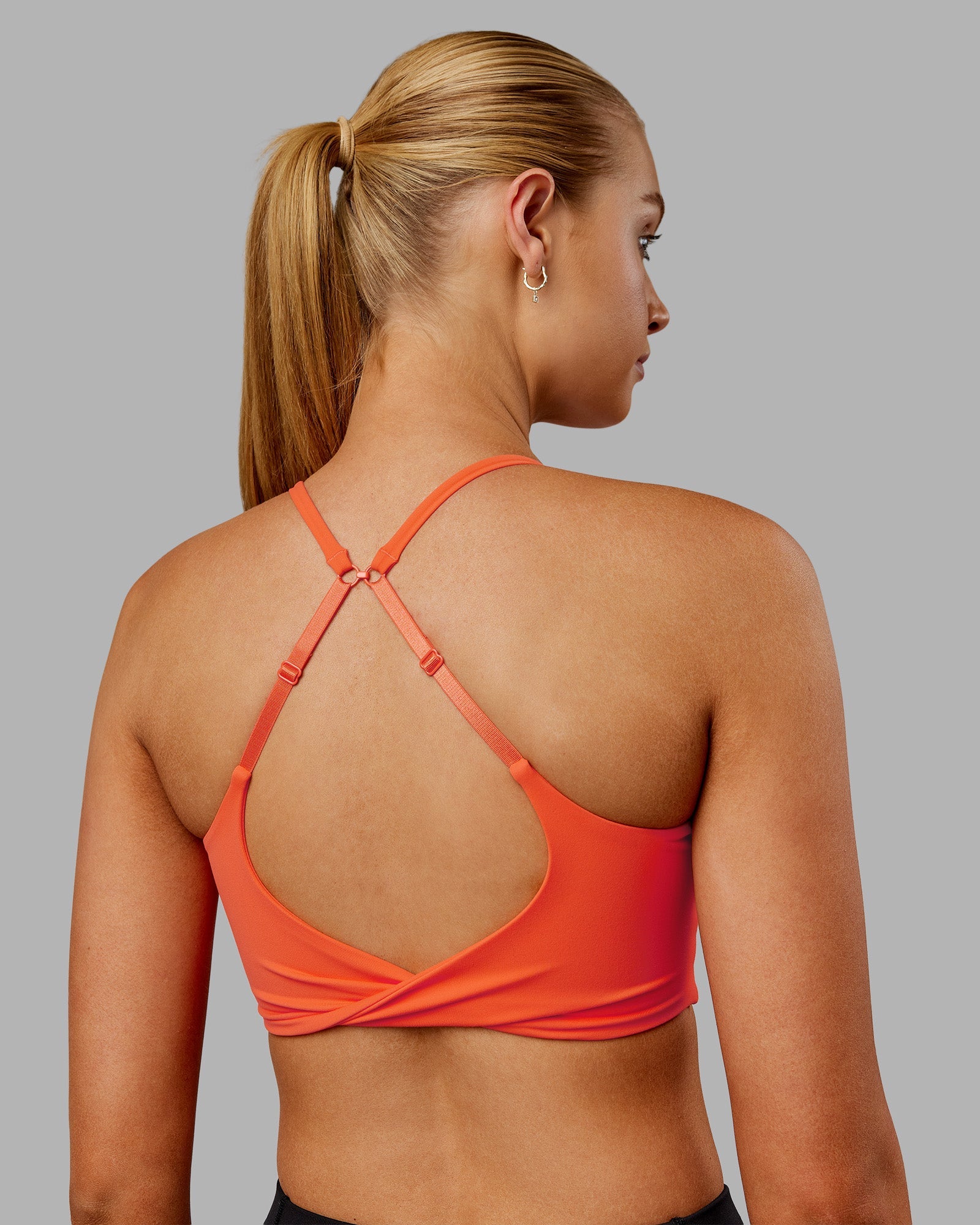 Twist Sports Bra for Women - Ultra Orange High Support Workout Top - Perfect for Yoga, Running & Gym