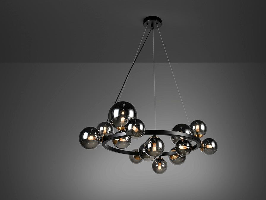 Astros Centre Ceiling Light in Matt Black & Polished Brass - Modern Lighting Fixture for Living Room, Bedroom, and Dining Room