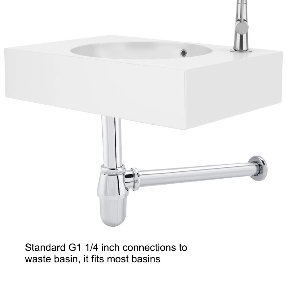 Chrome Zinc Alloy Round Bottle Sink Trap for Bathroom & Kitchen Drain - Stainless Steel Waste Pipe, Durable Basin Tube for Easy Installation - Perfect for Bathroom Vanities, Kitchen Sinks & Utility Drains