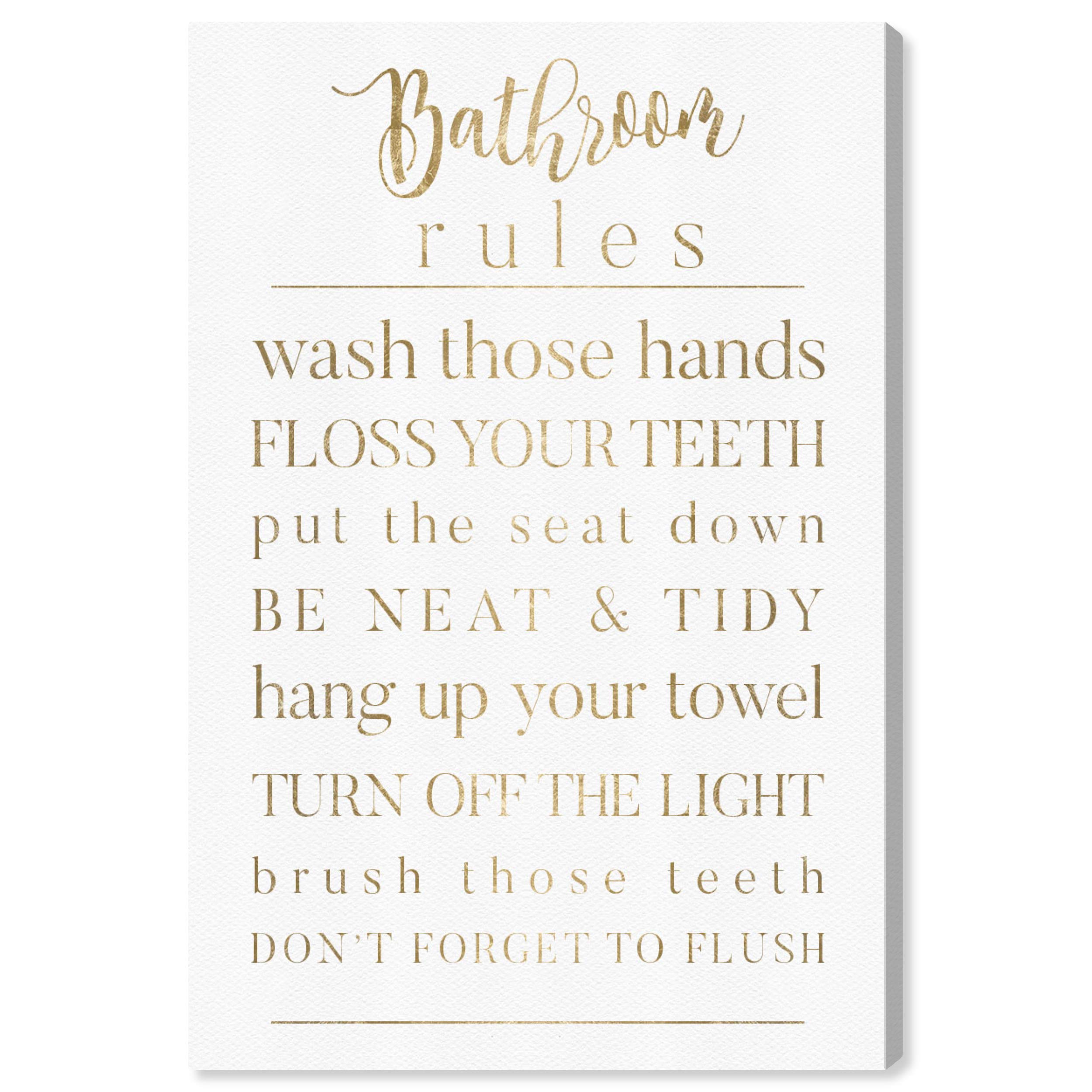 Oliver Gal Artist Co. Bath Wall Art Canvas Prints - Elegant Bathroom Rules Home Décor, 30