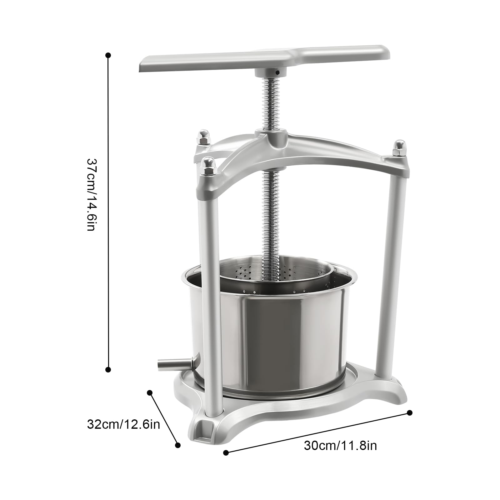 Premium Dual Stainless Steel Fruit Wine Press & Cheese Press Kit - 0.7Gal Manual Juice Maker for Apples, Pears, Grapes & Honey - Perfect for Home Brewing, Cider Making & Artisan Cheese Production