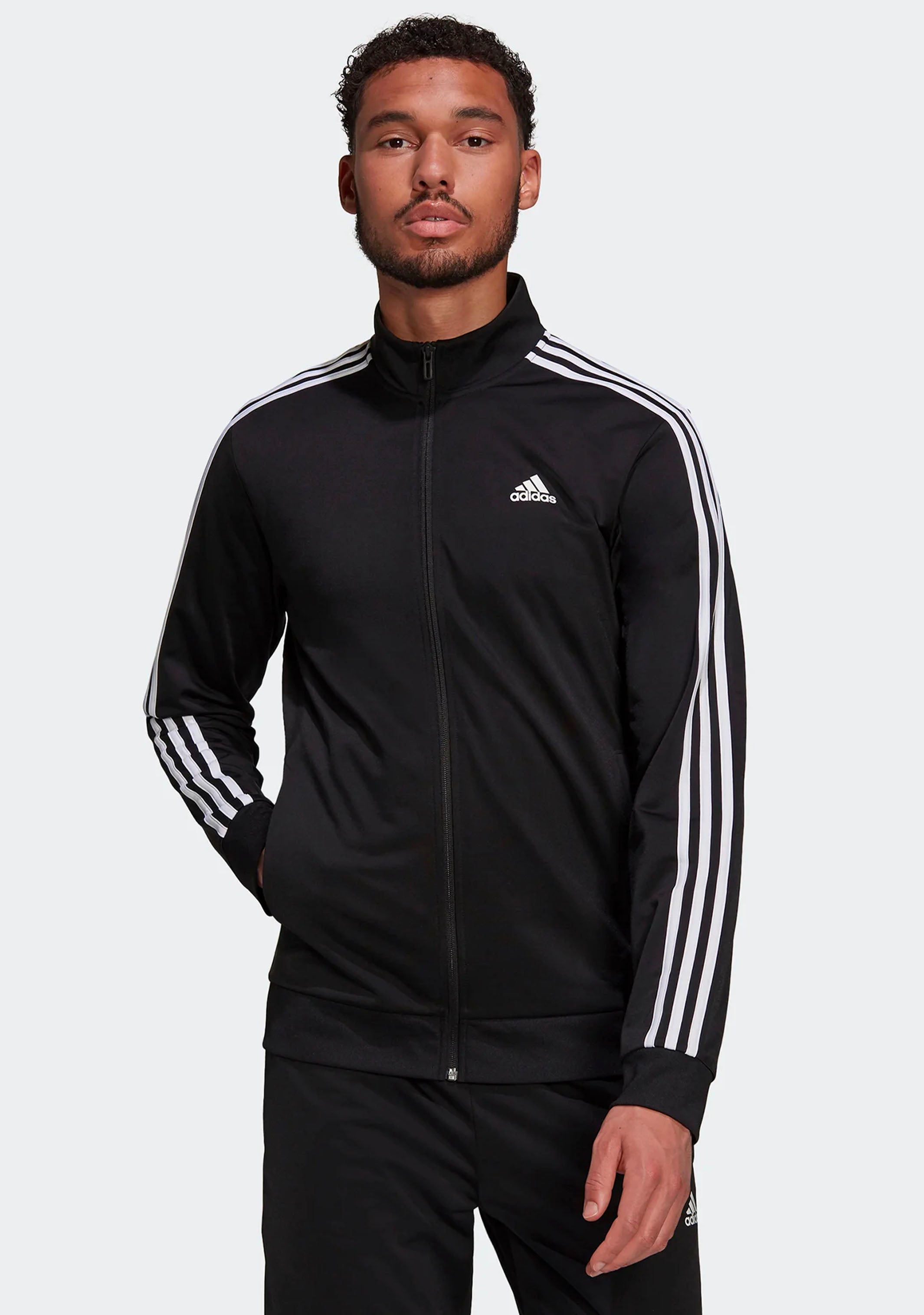 Adidas Men's Warm-Up Tricot Jacket - Black | Lightweight Running & Training Jacket for Gym, Jogging & Outdoor Sports
