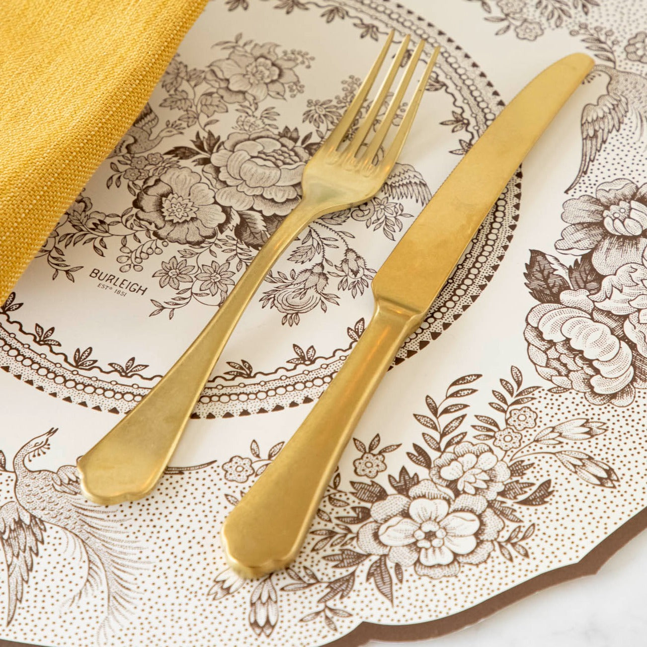 Elegant Brown Asiatic Pheasants Die-Cut Placemats - Set of 4 for Dining Table Decor, Holiday Dinner Parties, and Home Entertaining