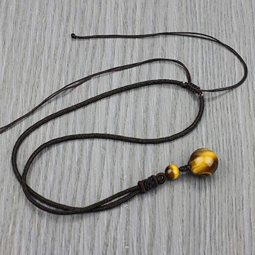 Handmade Chinese Style 16mm Natural Tiger Eye Beaded Pendant Necklace - Perfect for Boho Fashion, Meditation & Spiritual Healing Jewelry
