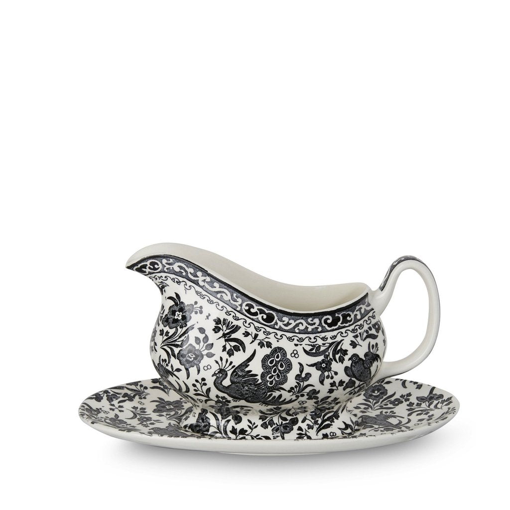 Black Regal Peacock Burleigh Collection – Elegant Dinnerware Set for Fine Dining & Special Occasions