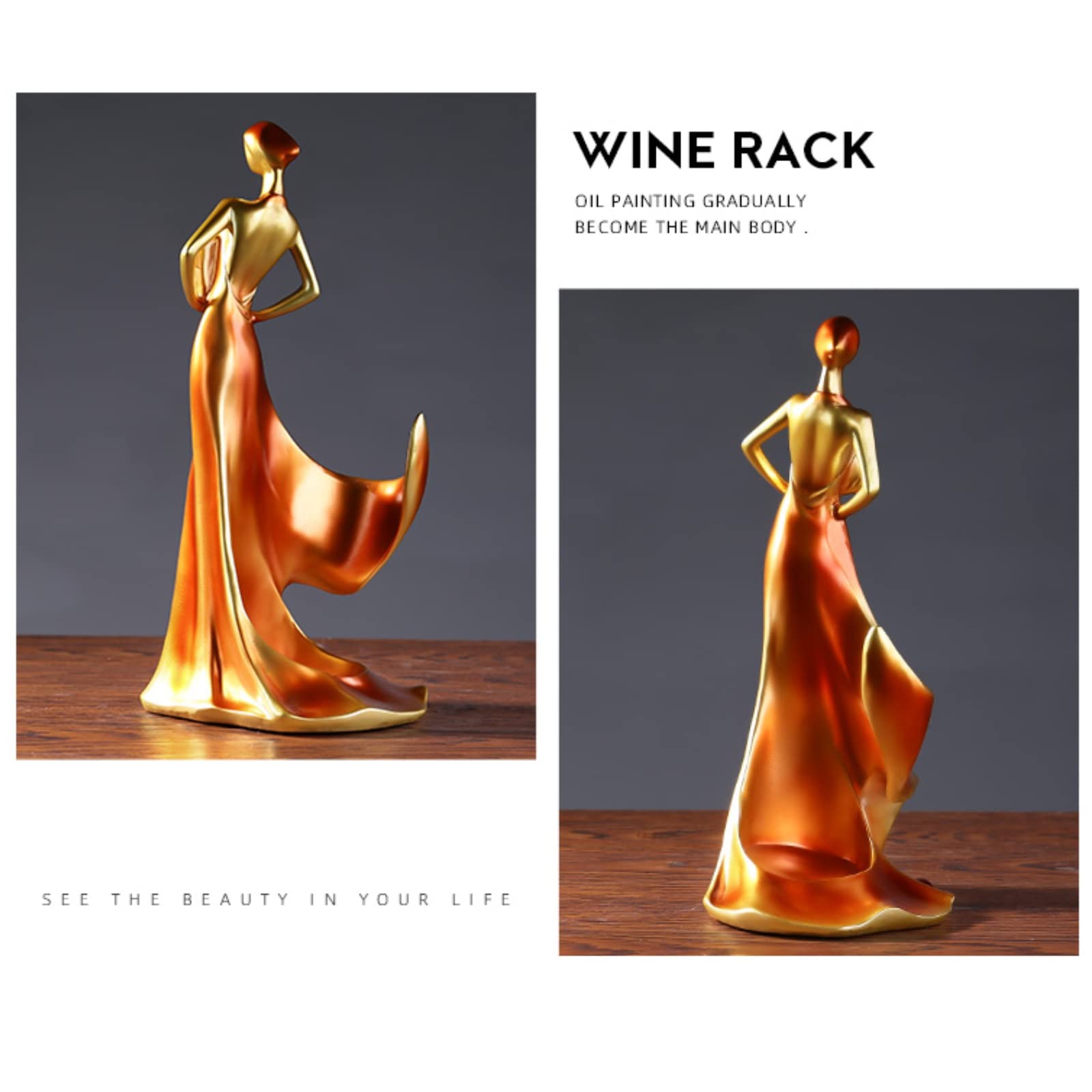 Elegant Lady Wine Bottle Holder - Decorative Countertop Wine Rack for Kitchen, Home Bar & Tabletop Decor | Perfect Gift for Wine Lovers & Home Decor Enthusiasts | Great for Parties, Dining Rooms & Wine Cellars