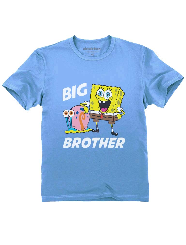 Spongebob and Gary Big Brother Funny Toddler T-Shirt - Cute Cartoon Graphic Tee for Kids - Perfect for Sibling Matching Outfits & Playdates