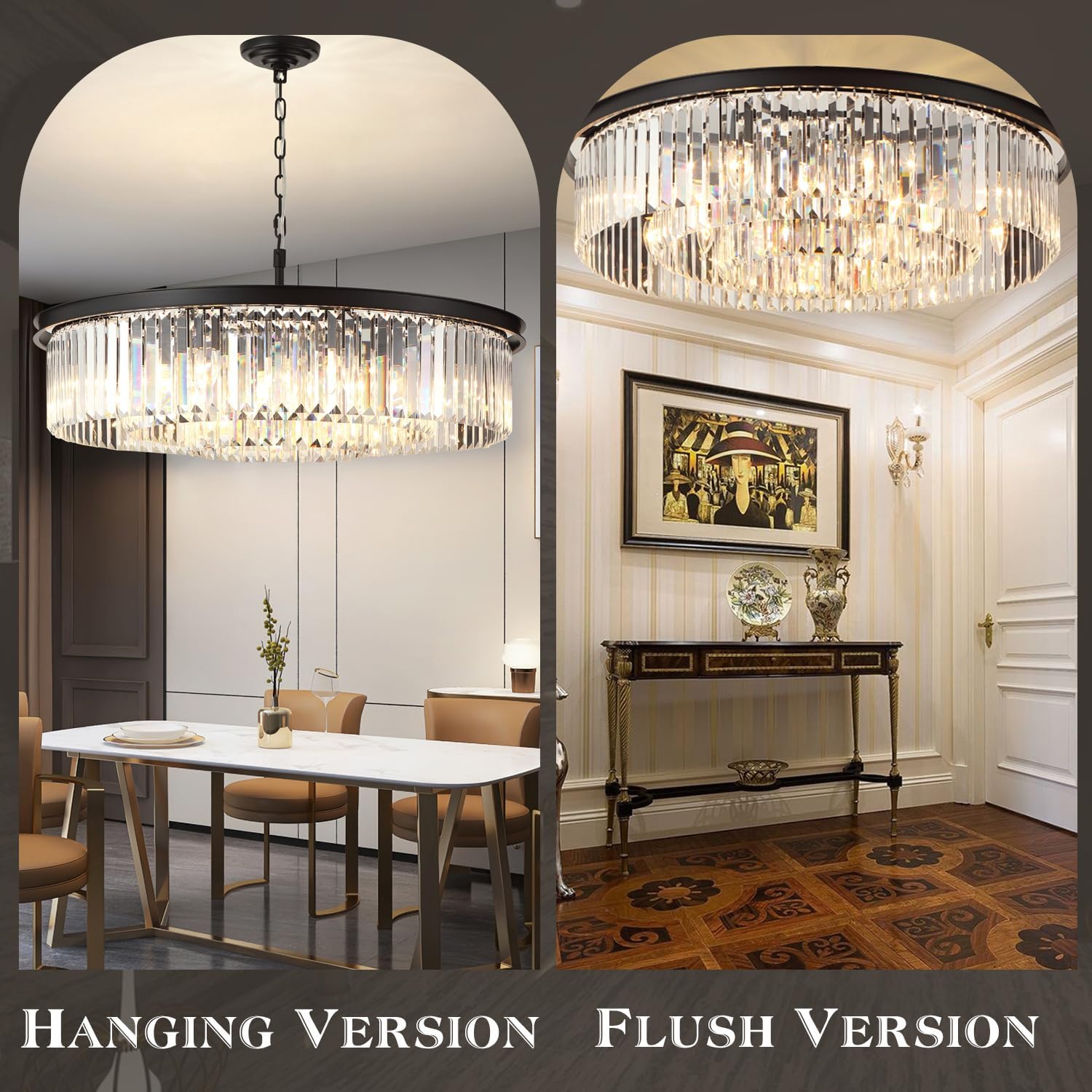 18-Light Crystal Chandelier - Adjustable Height 39