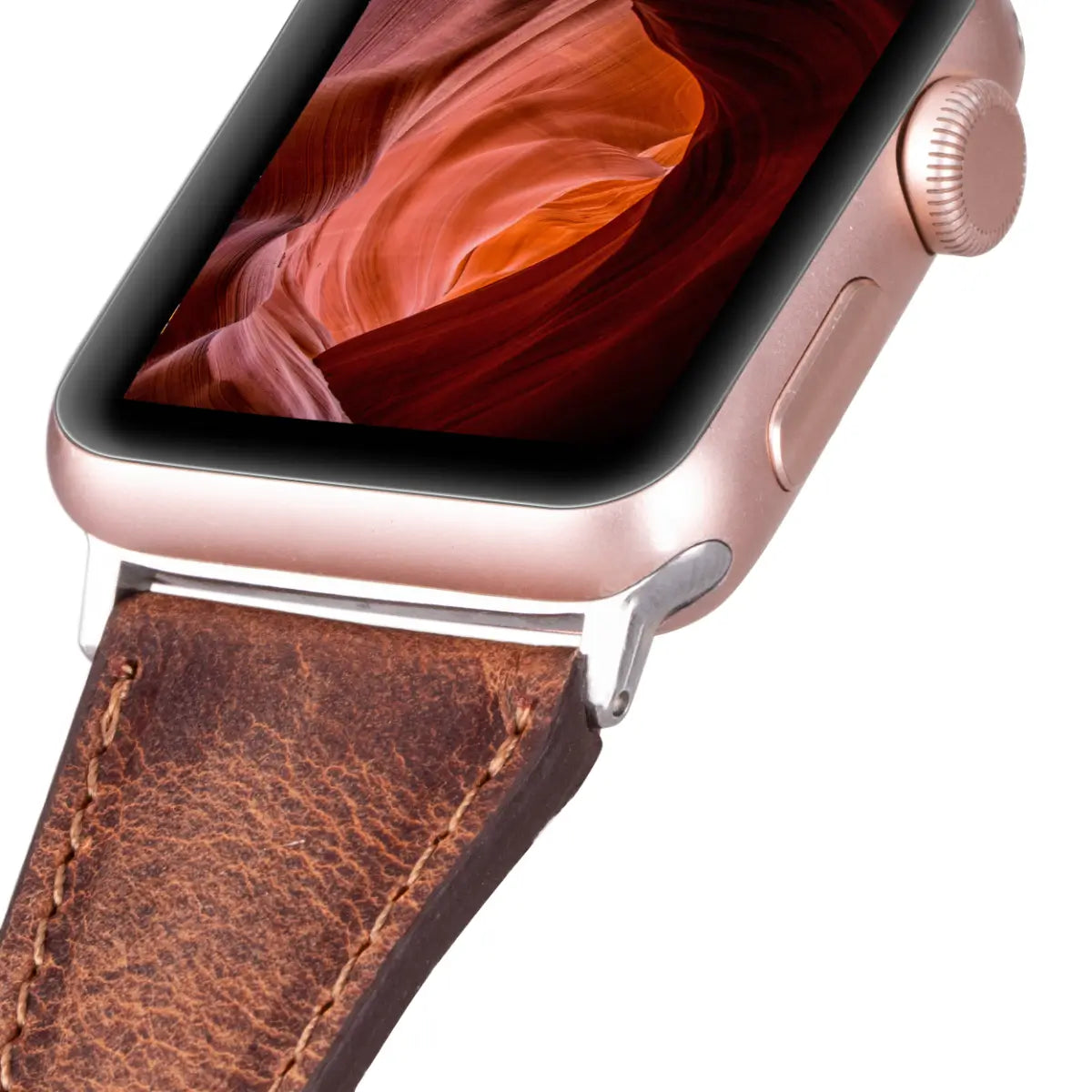 Vintage Distressed Brown Leather Slim Apple Watch Band - Stylish & Durable Replacement Strap for Work, Travel & Everyday Wear