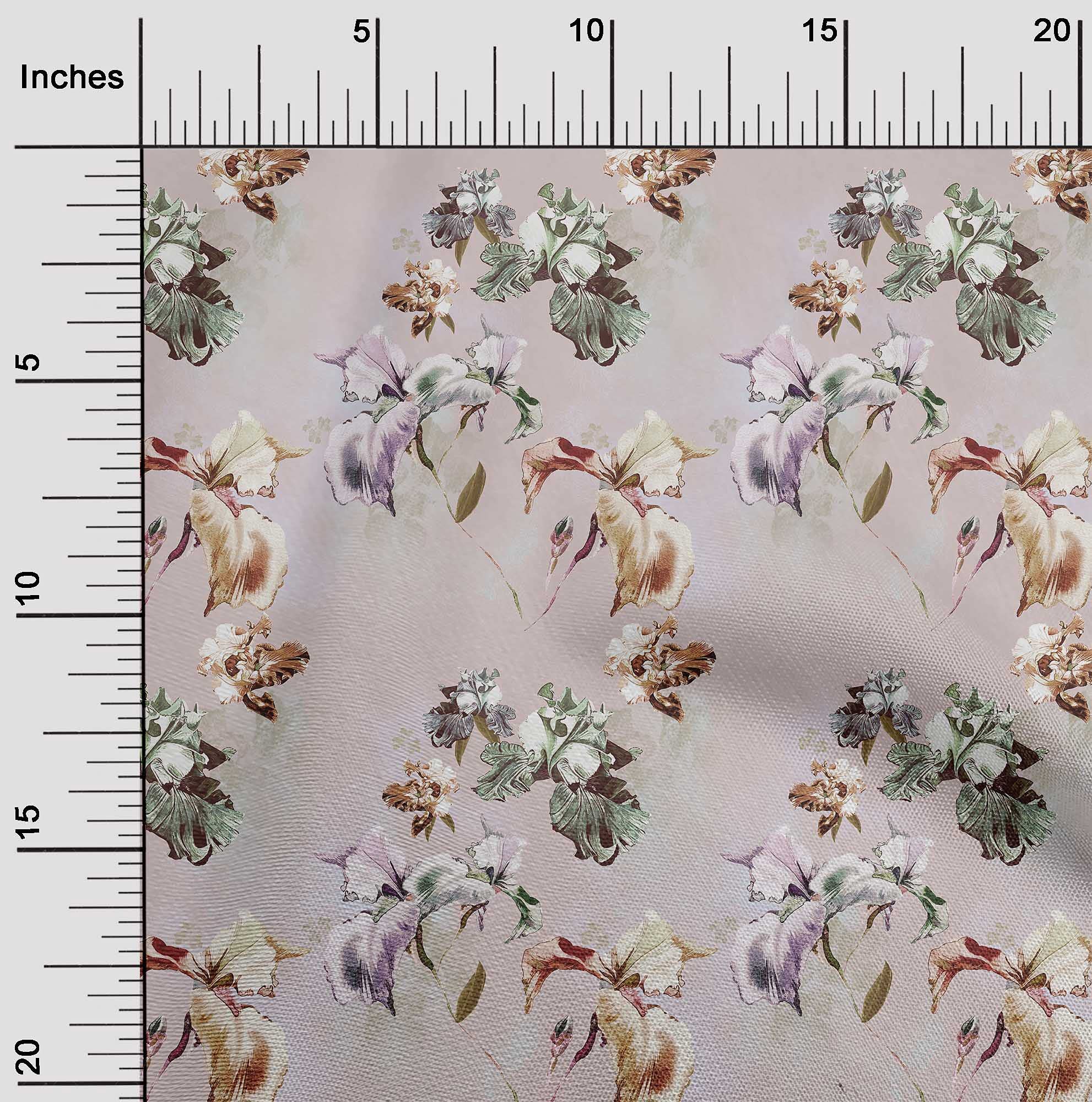 oneOone Cotton Cambric Blush Pink Floral Printed Fabric by The Yard - 56 Inch Wide for DIY Clothing, Dresses, Quilting & Home Decor Sewing Projects