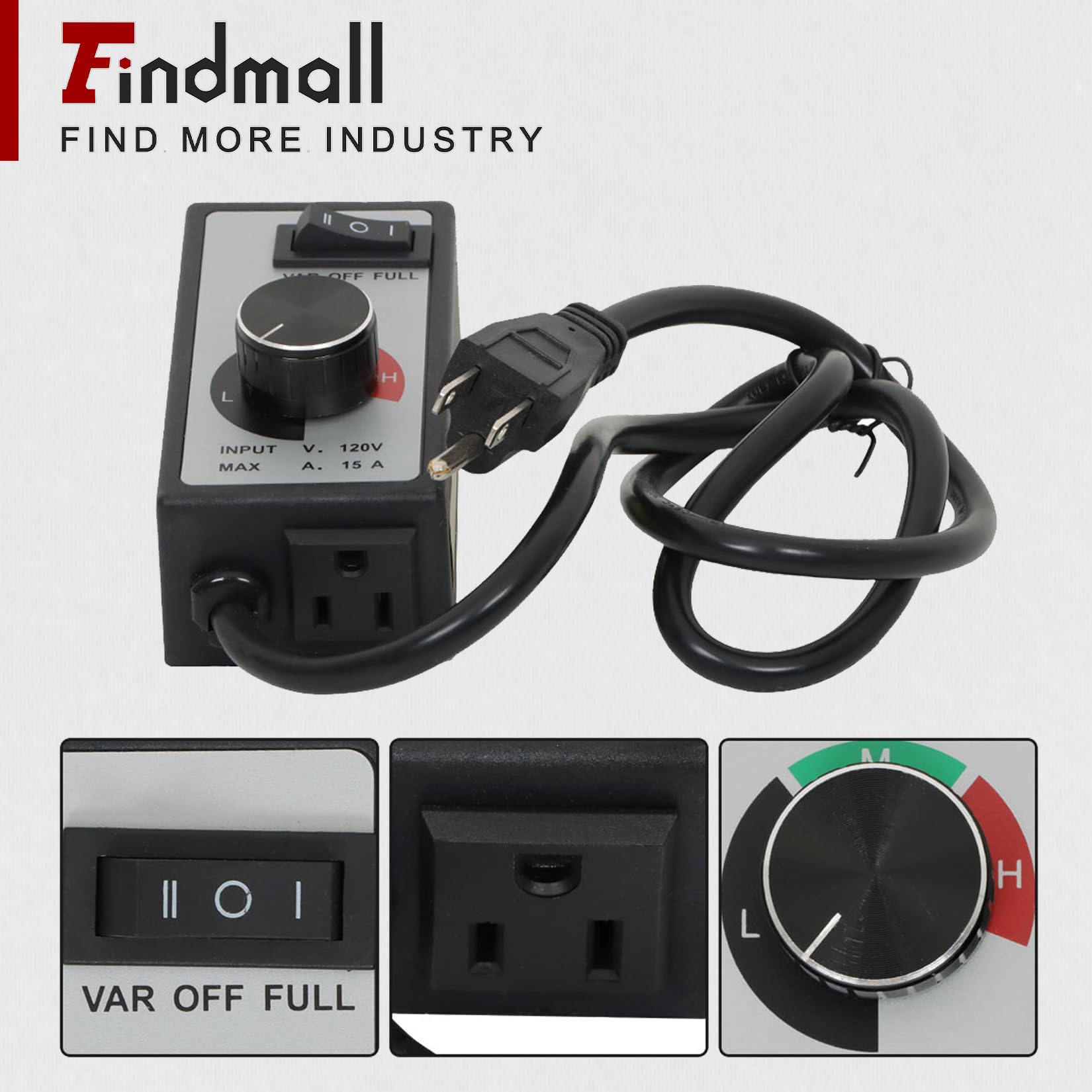 Findmall Replacement Router Fan Variable Speed Controller - 120V AC Electric Motor Rheostat for Smooth Speed Adjustment - Perfect for DIY Projects, Woodworking, and Home Workshops