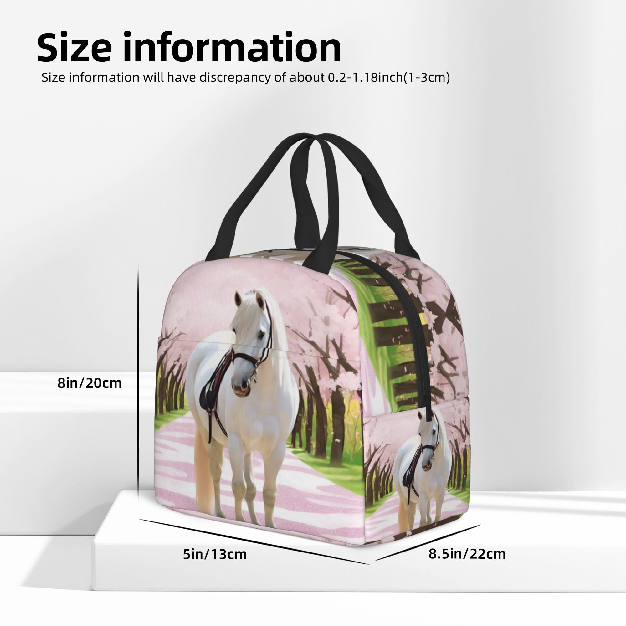 Insulated Lunch Box for Kids - Reusable Thermal Lunch Bag for Boys & Girls - Perfect for School, Camping, Hiking, Picnic, Beach & Travel - White Horse Design