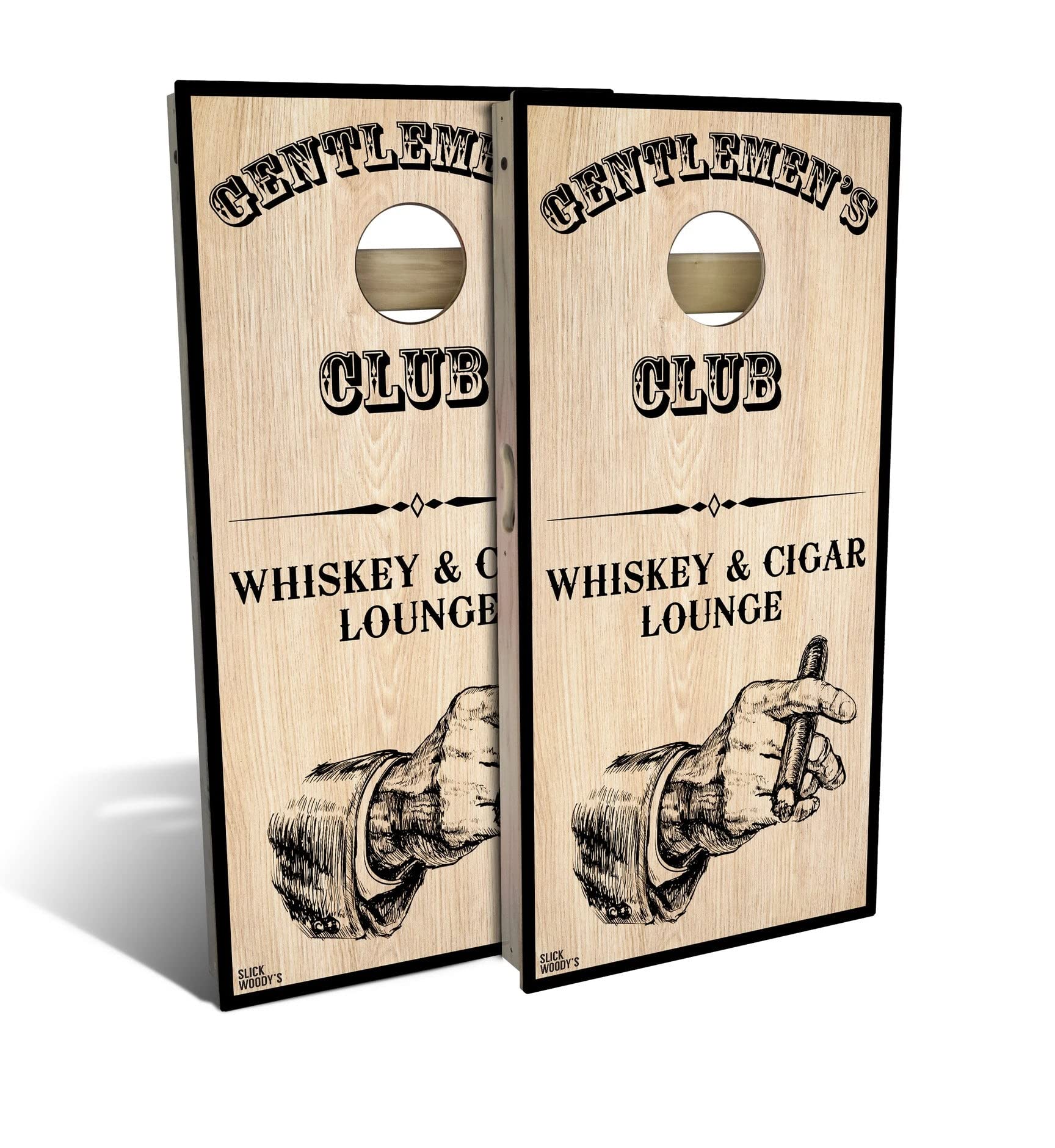 Skip's Garage Gentlemens Club Premium Cornhole Board Set - Regulation Size Bean Bag Toss Game with 2 Boards & 8 Bags - Perfect for Tailgating, Backyard Parties & Outdoor Events
