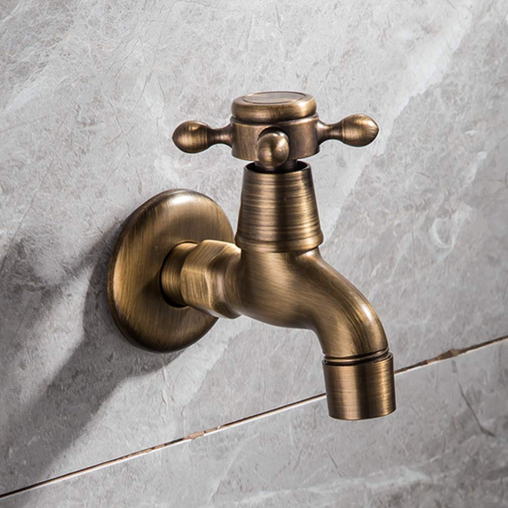 Vintage Brass Wall-Mounted Garden Faucet - Cold Water Outdoor Spigot for Washing, Mop Cleaning & Pool Use - Antique Brass Finish (Style A/B) - Perfect for Patio, Yard & Utility Areas