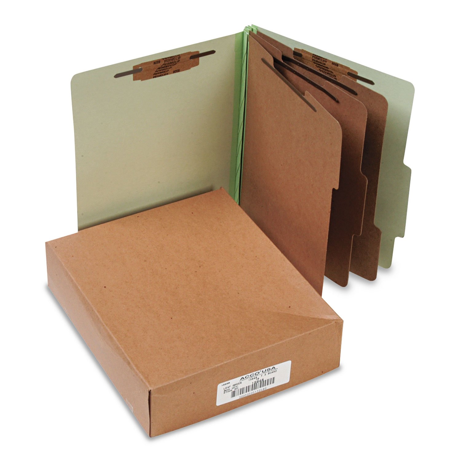 ACCO 15048 25-Pt Pressboard Classification Folders - Letter Size, 8-Section, Leaf Green (10/Box) - Perfect for Office Organization & Document Filing