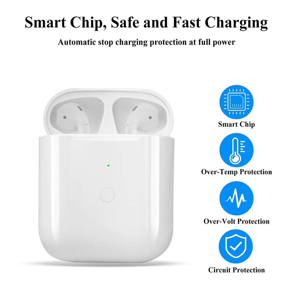 Wireless Charging Case Replacement for AirPods 1 & 2 - Compatible Charger Case with Bluetooth Pairing Sync Button (No Earbuds Included) | Perfect for Travel, Gym & Daily Use