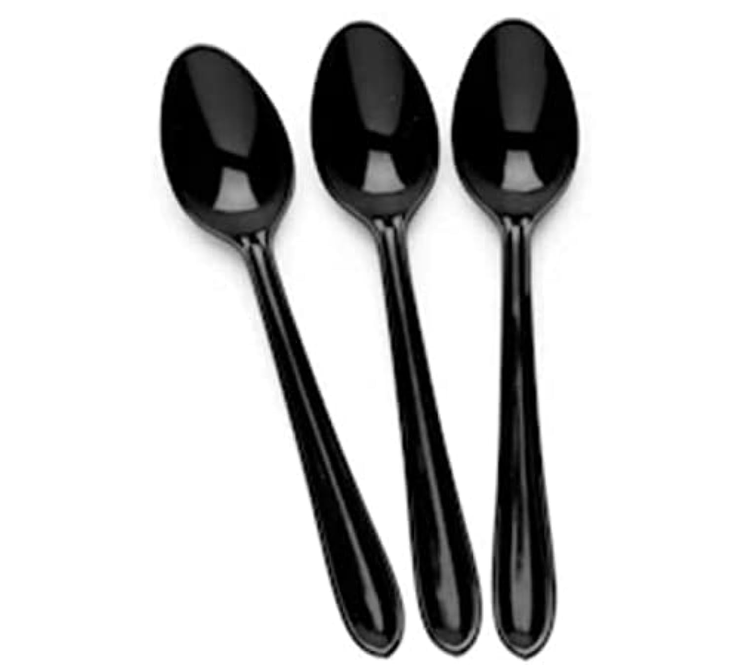 Eco-Friendly Biodegradable Disposable Black Spoons - 150mm, 100-Pack - Perfect for Parties, Picnics, BBQs & Home Use | Compostable Cutlery for Sustainable Dining