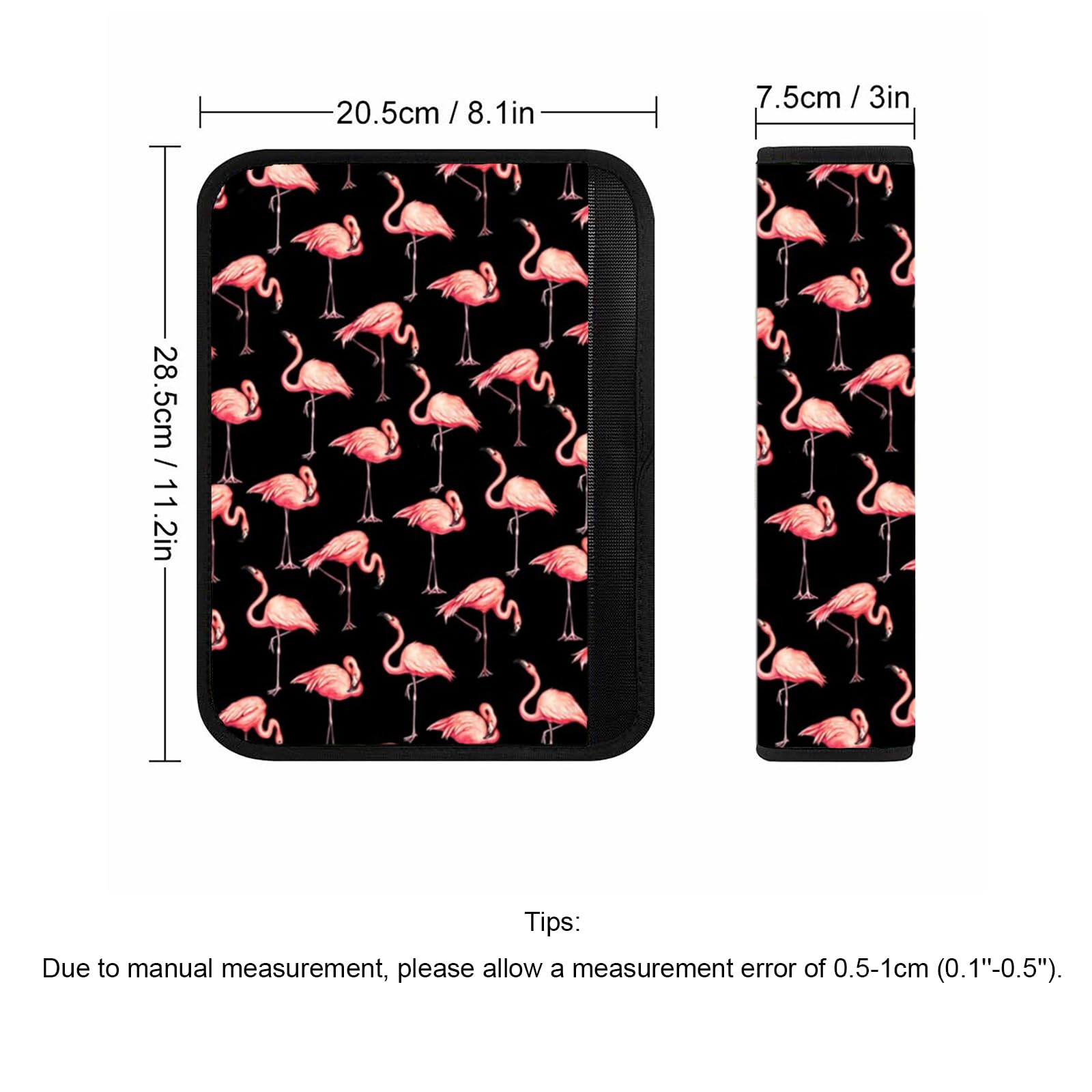Black Flamingo Car Seat Belt Strap Covers - Soft Shoulder Pads for Adults & Kids - Neck Protection for Women, Men, Girls & Boys - Universal Fit for Cars, SUVs & Trucks - Perfect for Commuting, Road Trips & Daily Driving - Also Great as Backpack Straps & Handbag Accessories