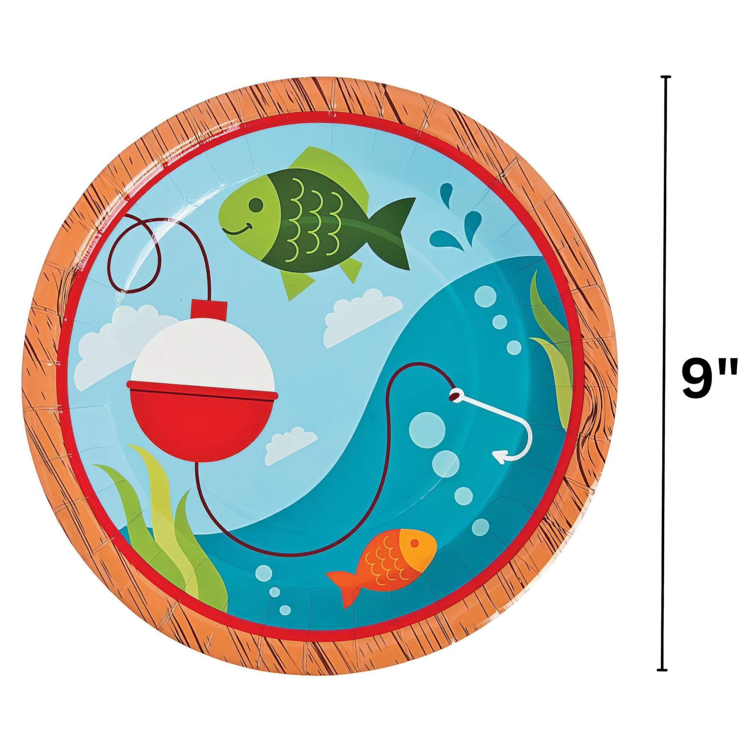 Fun Express Little Fisherman Themed Party Paper Plates - 8pc Fishing Birthday Party Supplies for Kids, Dessert & Dinner Disposable Plates - Perfect for Fisherman Themed Birthday Parties, Baby Showers & Outdoor Events