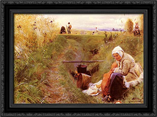 Anders Zorn 24x18 Black Ornate Wood Framed Canvas Art - Classic Home Decor for Living Room, Bedroom & Office Wall