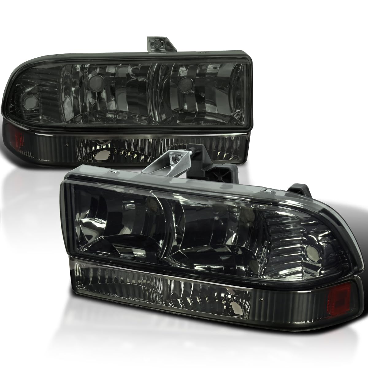 Spec-D Tuning Smoke Headlights & Bumper Lights Kit for 1998-2004 Chevy S10 & Blazer - Left & Right Pair Headlamp Assembly - Upgrade Your Ride with Stylish Nighttime Visibility