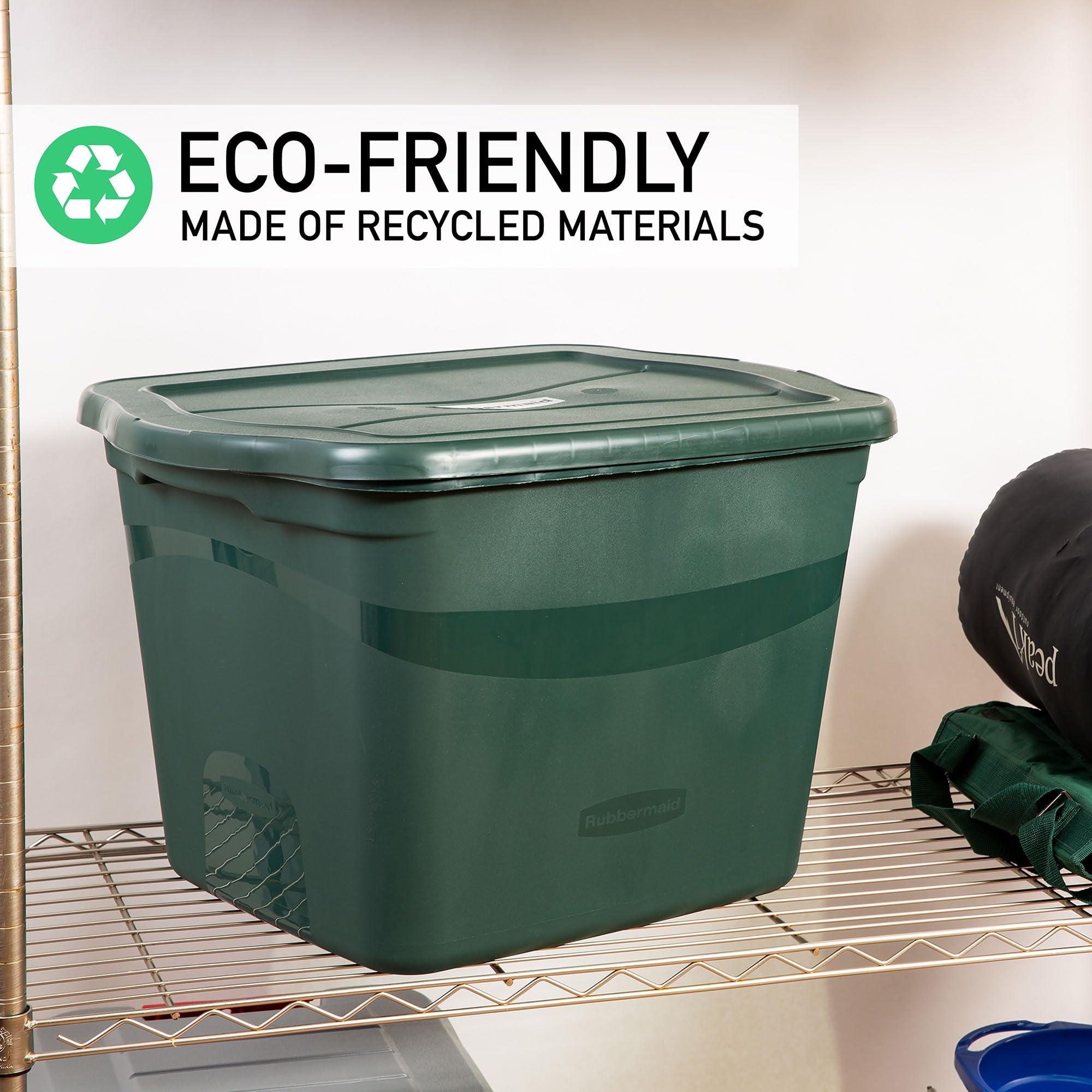 Rubbermaid ECOSense 18 Gallon Storage Containers with Lids (6-Pack) – Durable, Reusable & Stackable Plastic Bins for Garage, Home & Office Organization – Made from Recycled Materials – Perfect for Seasonal Decor, Toys & Clutter Storage