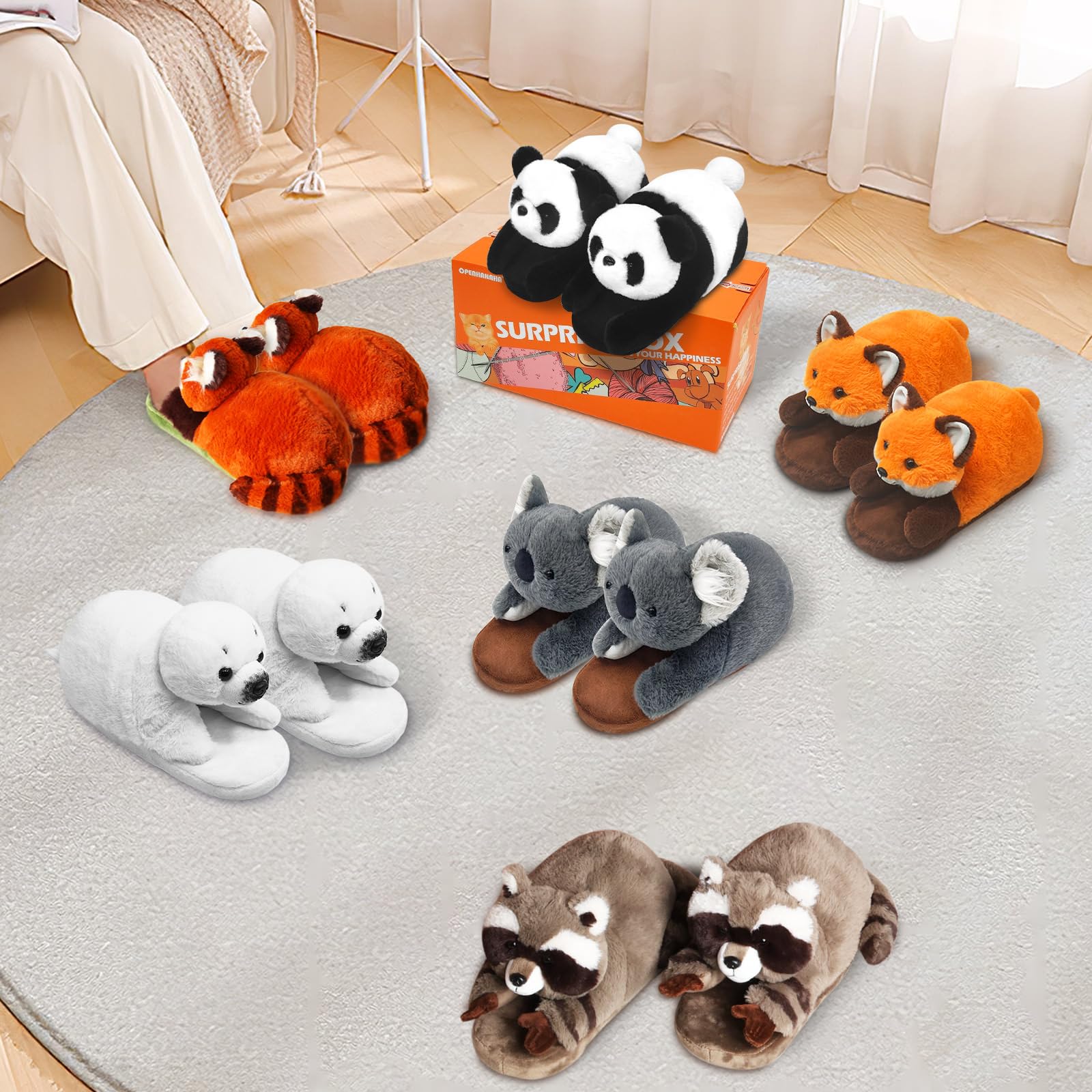 Funny Animal Slippers for Women - Cute Cartoon Fluffy House Slippers with Soft Memory Foam | Cozy Cotton Indoor Slides for Home, Lounge & Spa | Perfect Birthday Gift for Her