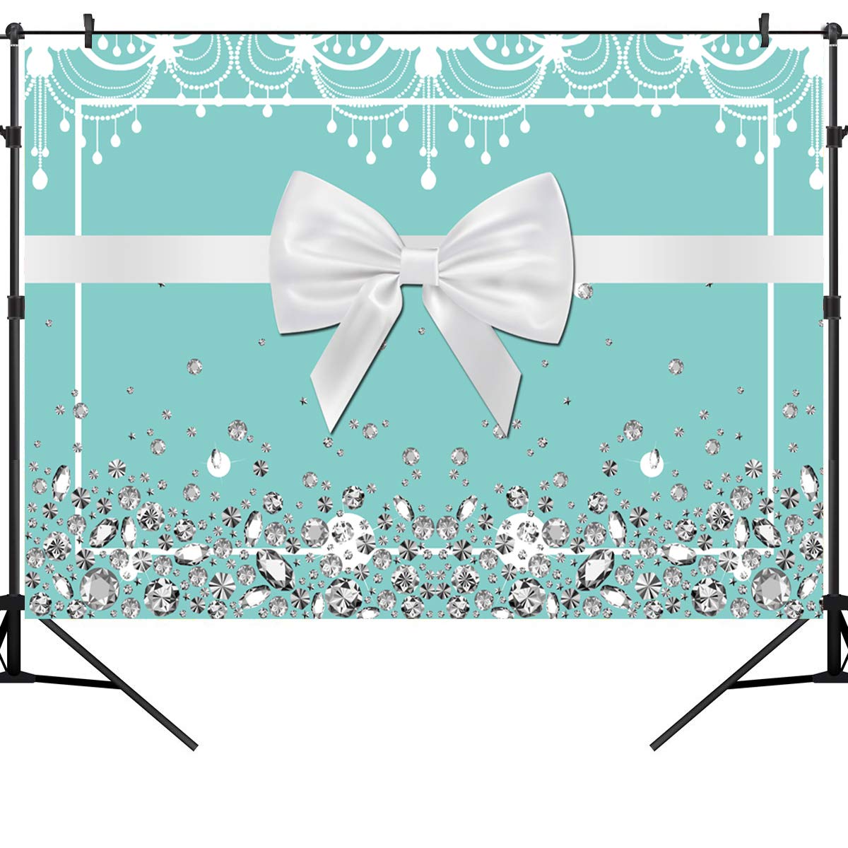 Sensfun 7x5ft Blue Bowknot Backdrop - Elegant Turquoise Ribbon Wedding Backdrop for Bridal Shower, Sweet 16 Birthday, Baby Shower & Party Photo Booth Background | Perfect for Indoor Events, Photography Studio & Social Media Content Creation
