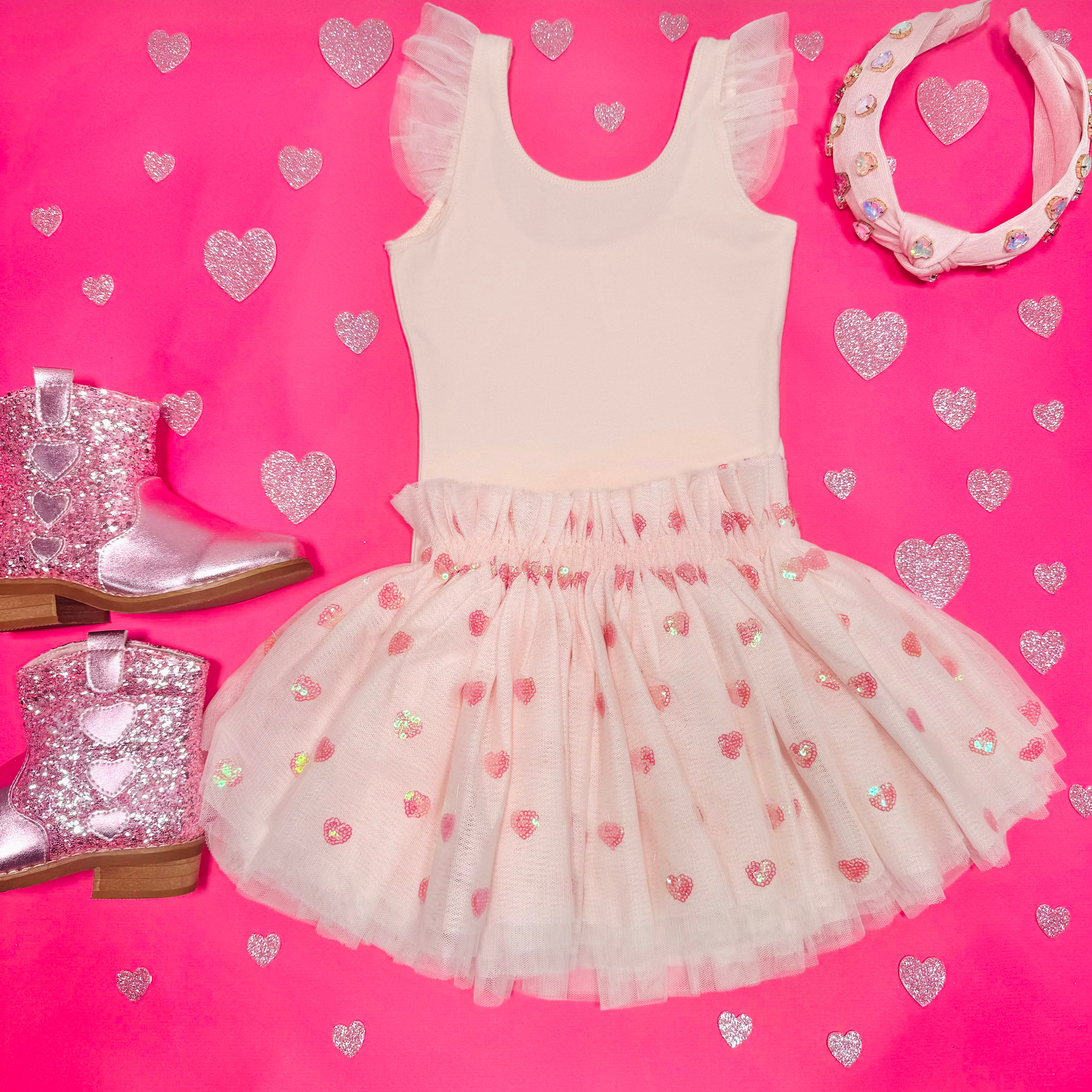 LOTTIE HEARTS Ballet Leotard and Tutu Skirt Set for Girls - Dance Costume for Ballet, Gymnastics & Performance - Perfect for Recitals, Competitions & Dress Up Play