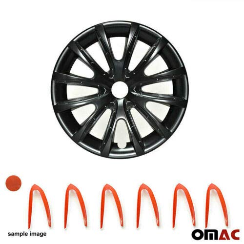 OMAC 16 Inch Black & Red Matte Wheel Covers (Set of 4) - Premium Snap-On Hub Caps for Toyota Sienna - Durable R16 Rim Covers Replacement Accessories - Perfect for Car Upgrades & Off-Road Protection