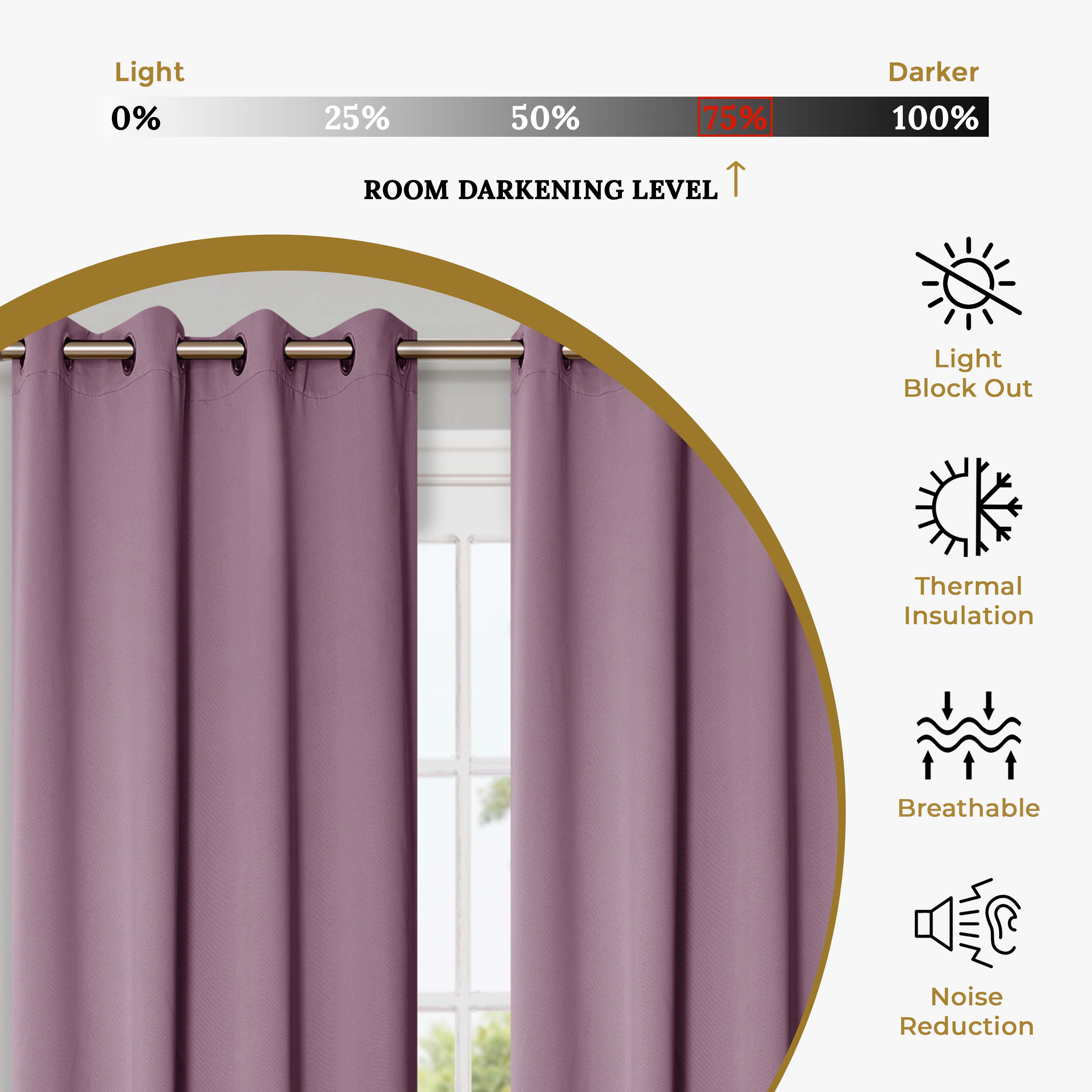 Solid Classic Modern Grommet Blackout Curtain Set - Thermal Insulated Window Drapes for Bedroom & Living Room - Noise Reducing Room Darkening Curtains for Better Sleep